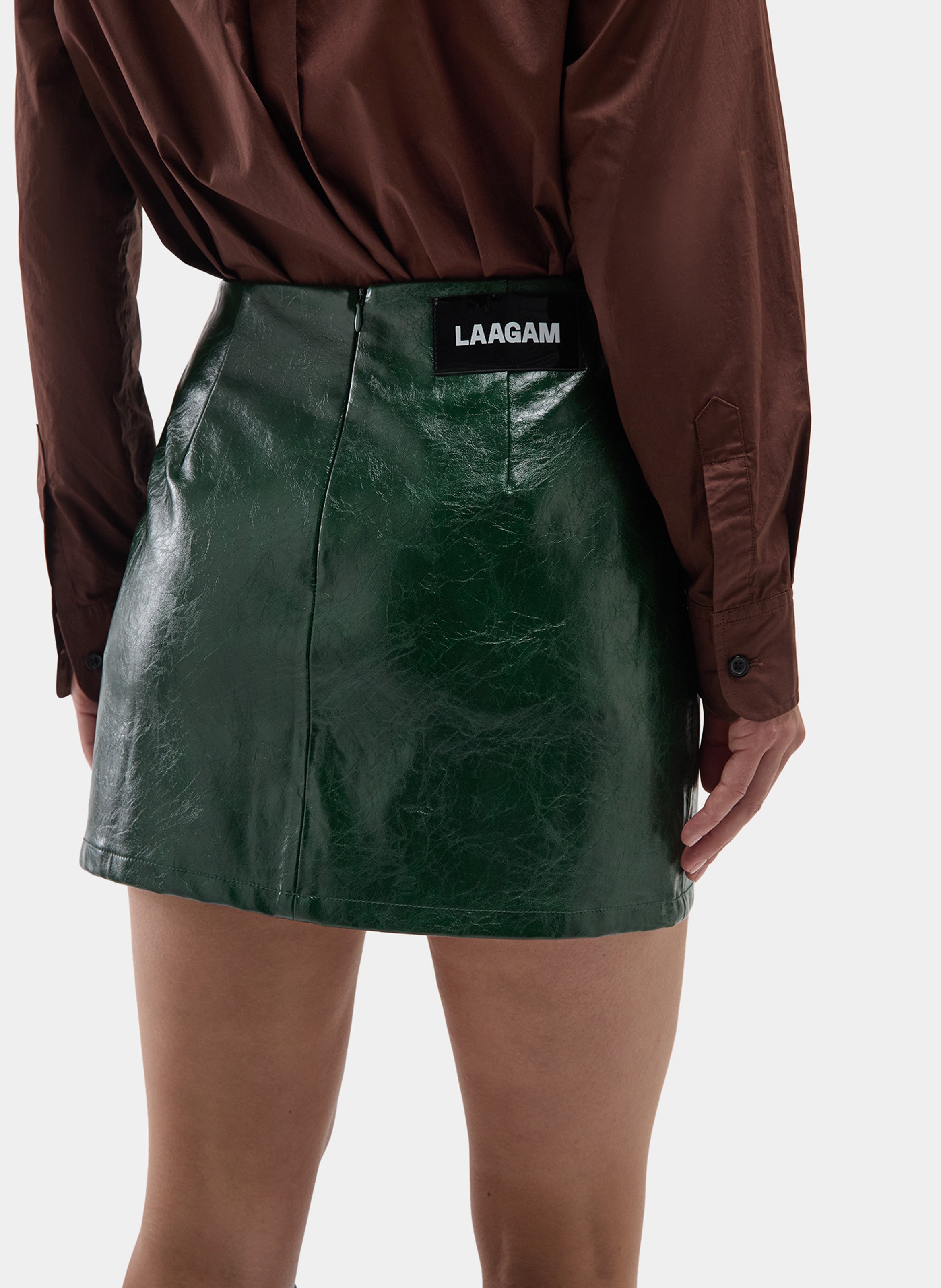 Short buttoned jacket with patent leather effect LAAGAM Green
