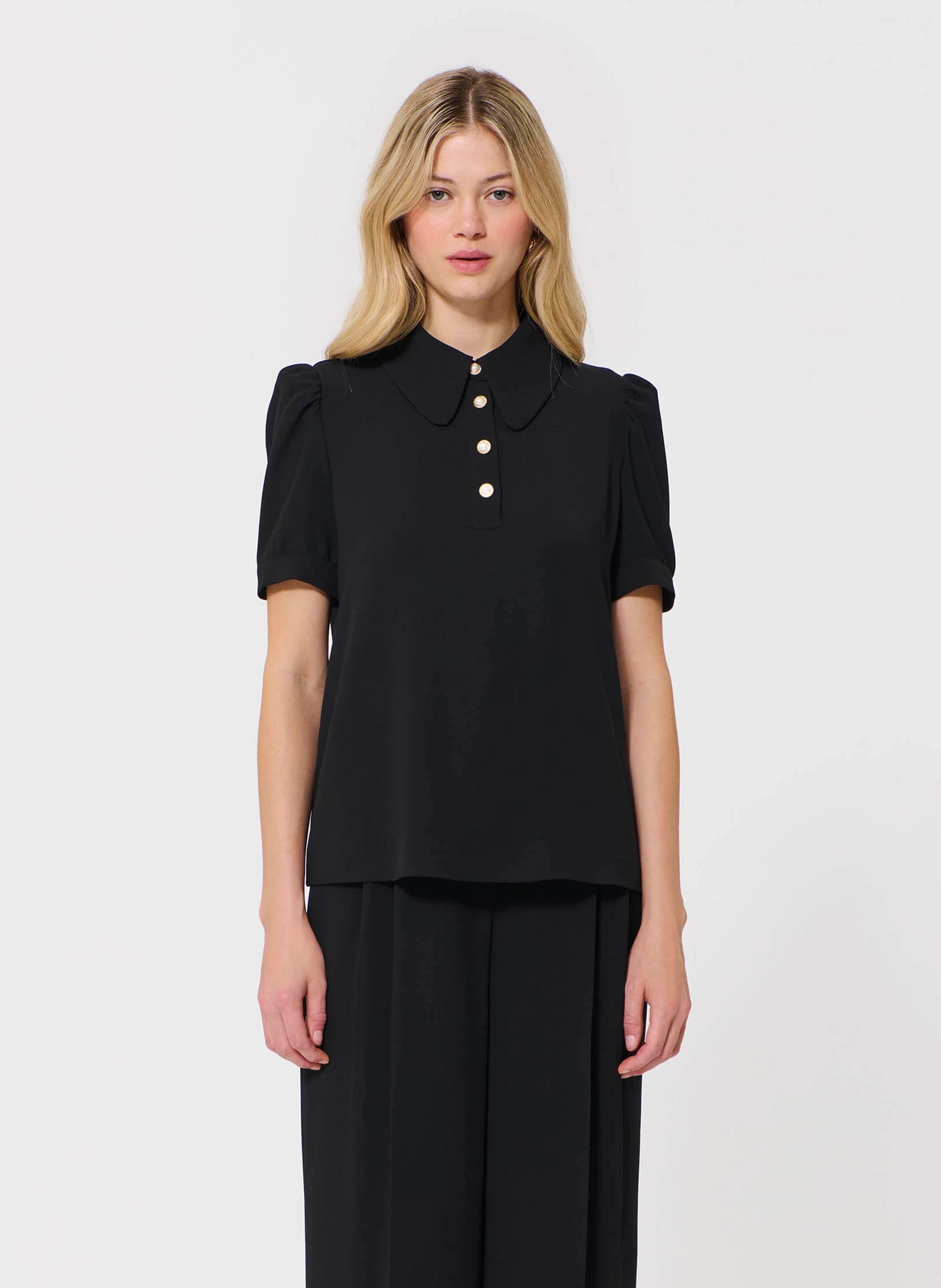 Short-sleeved polo with jewel buttons TARA JARMON