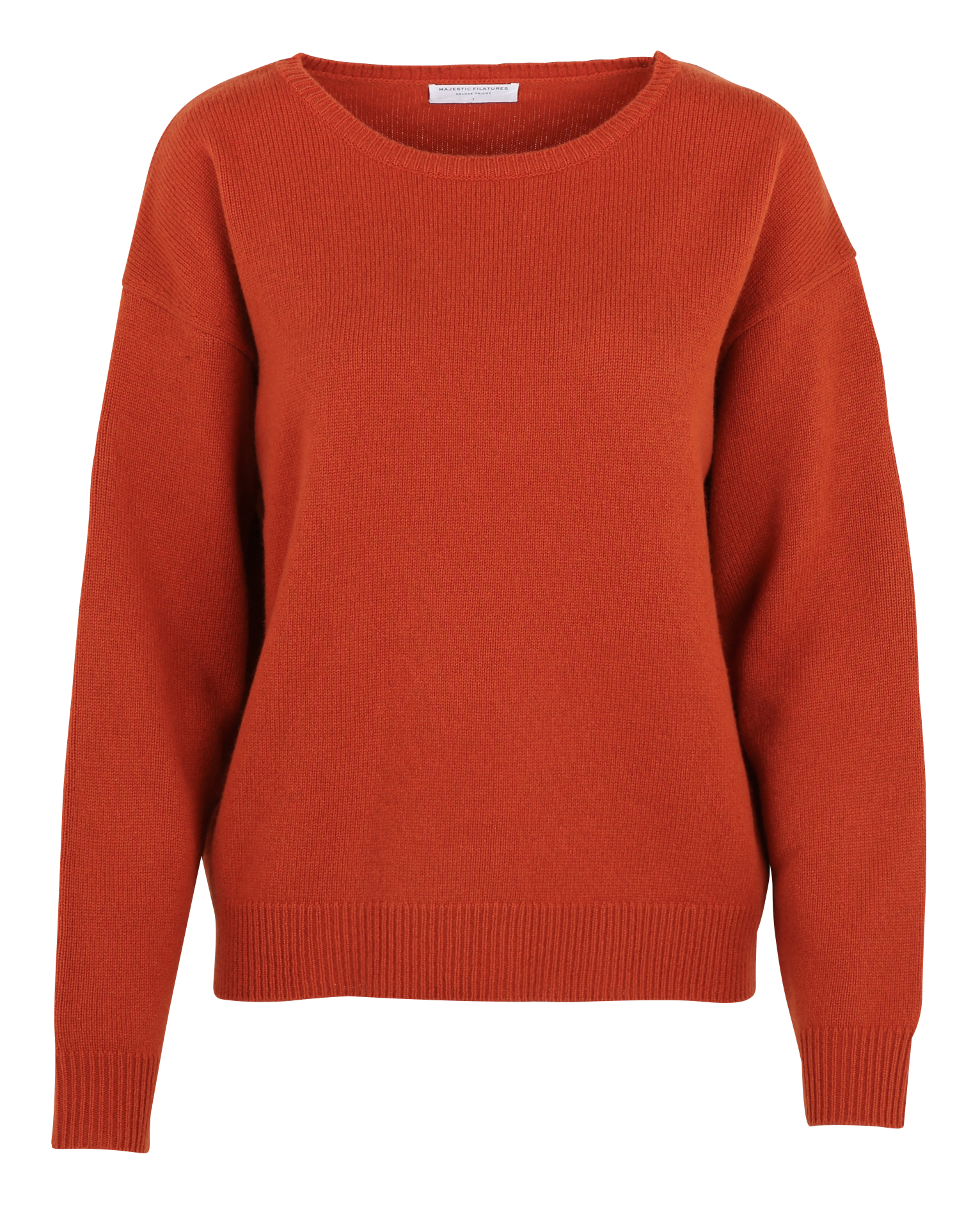 Pull oversize col rond en laine MAJESTIC FILATURES Orange