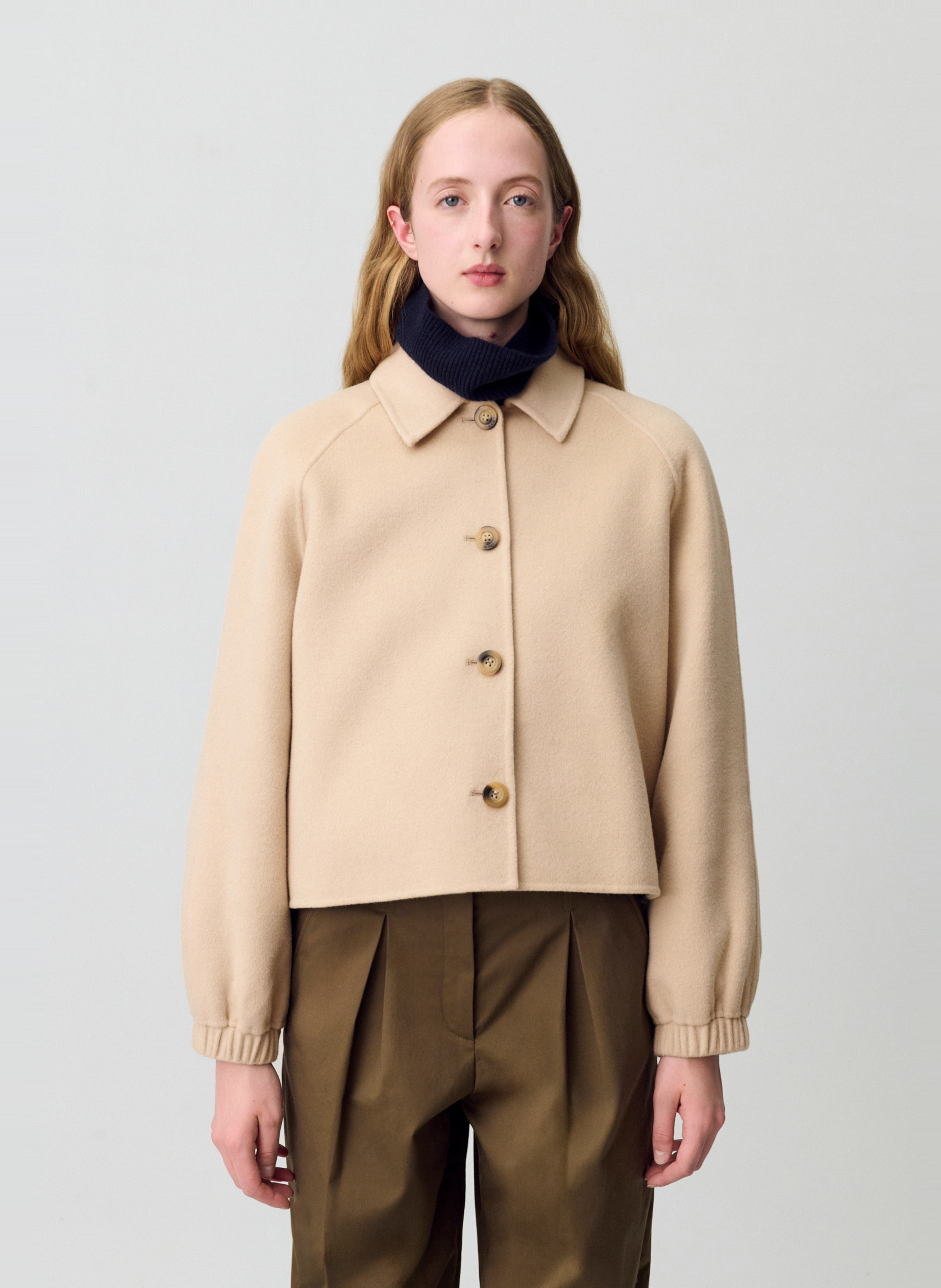 Veste courte en laine mélangée CLAUDIE PIERLOT Beige