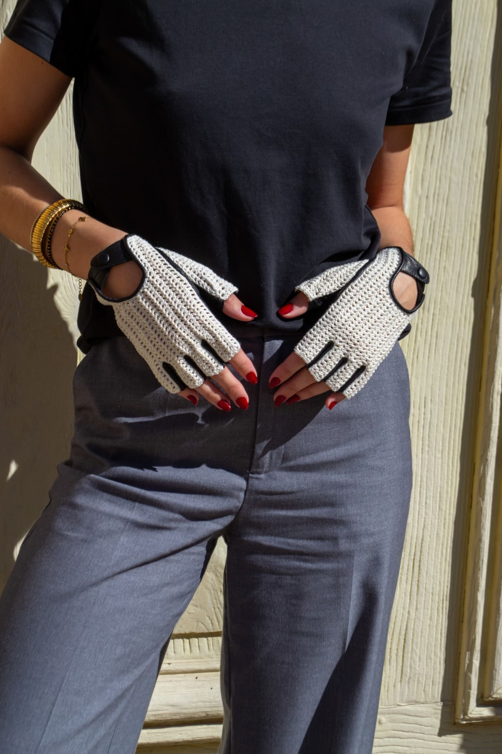 Karine dc leather gloves AGNELLE Black