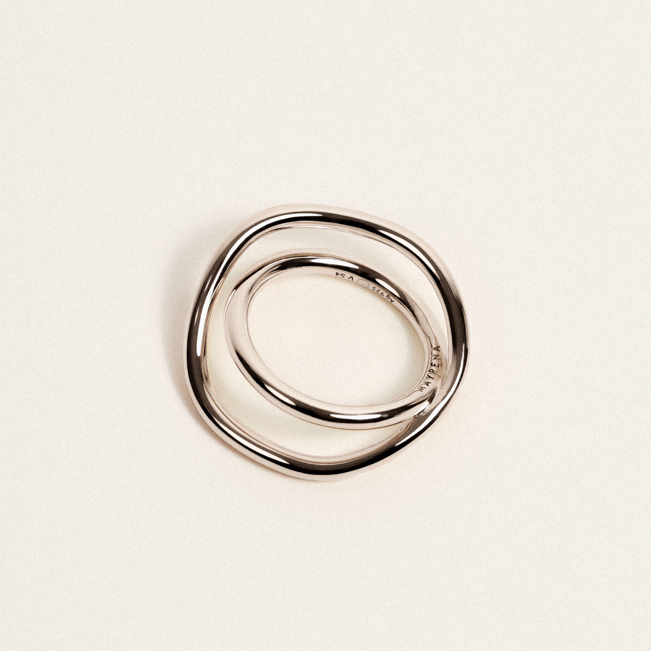 Ring with two hoops, recycled silver MAYRENA