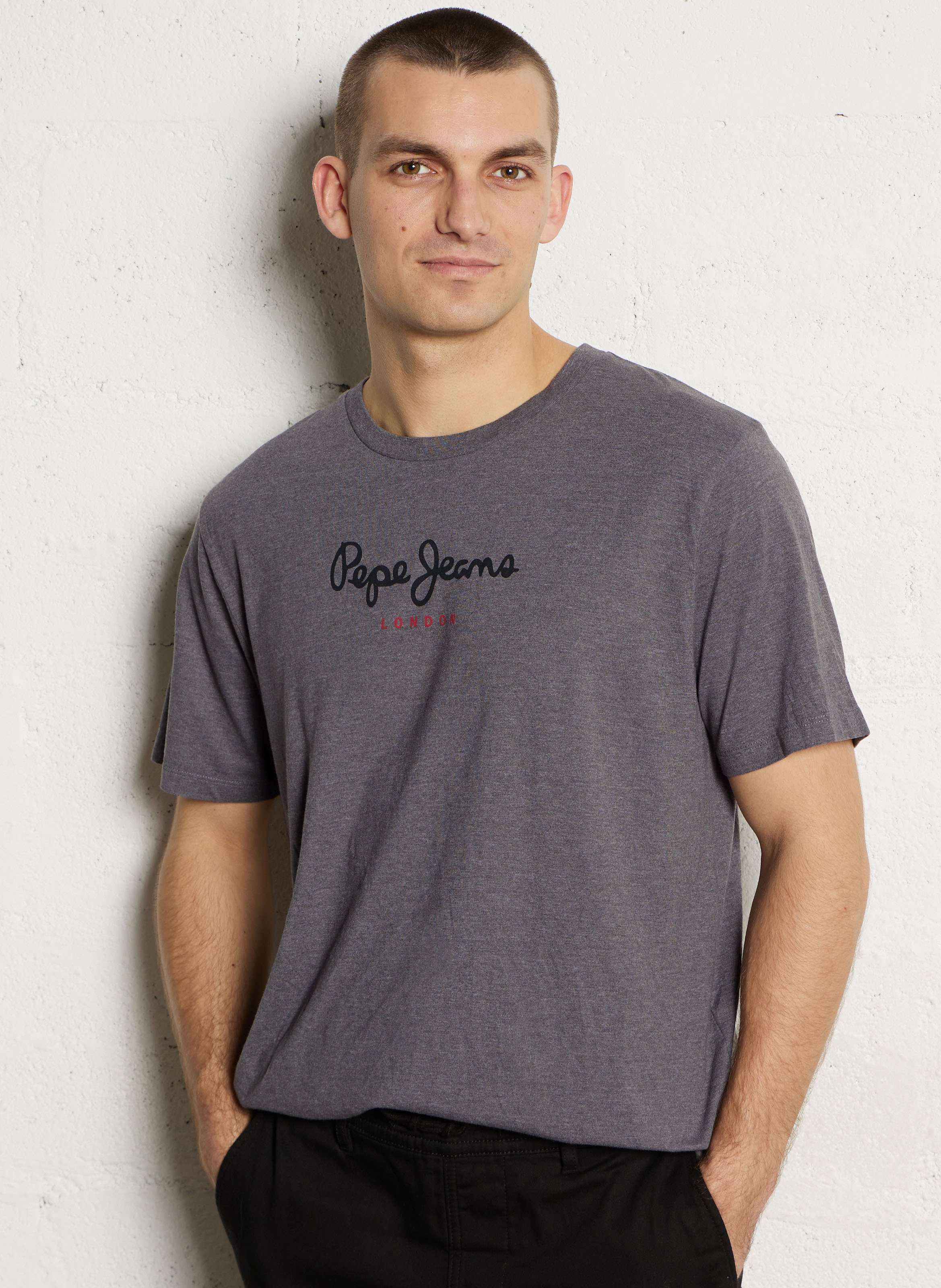 Round-neck cotton T-shirt PEPE JEANS Grey