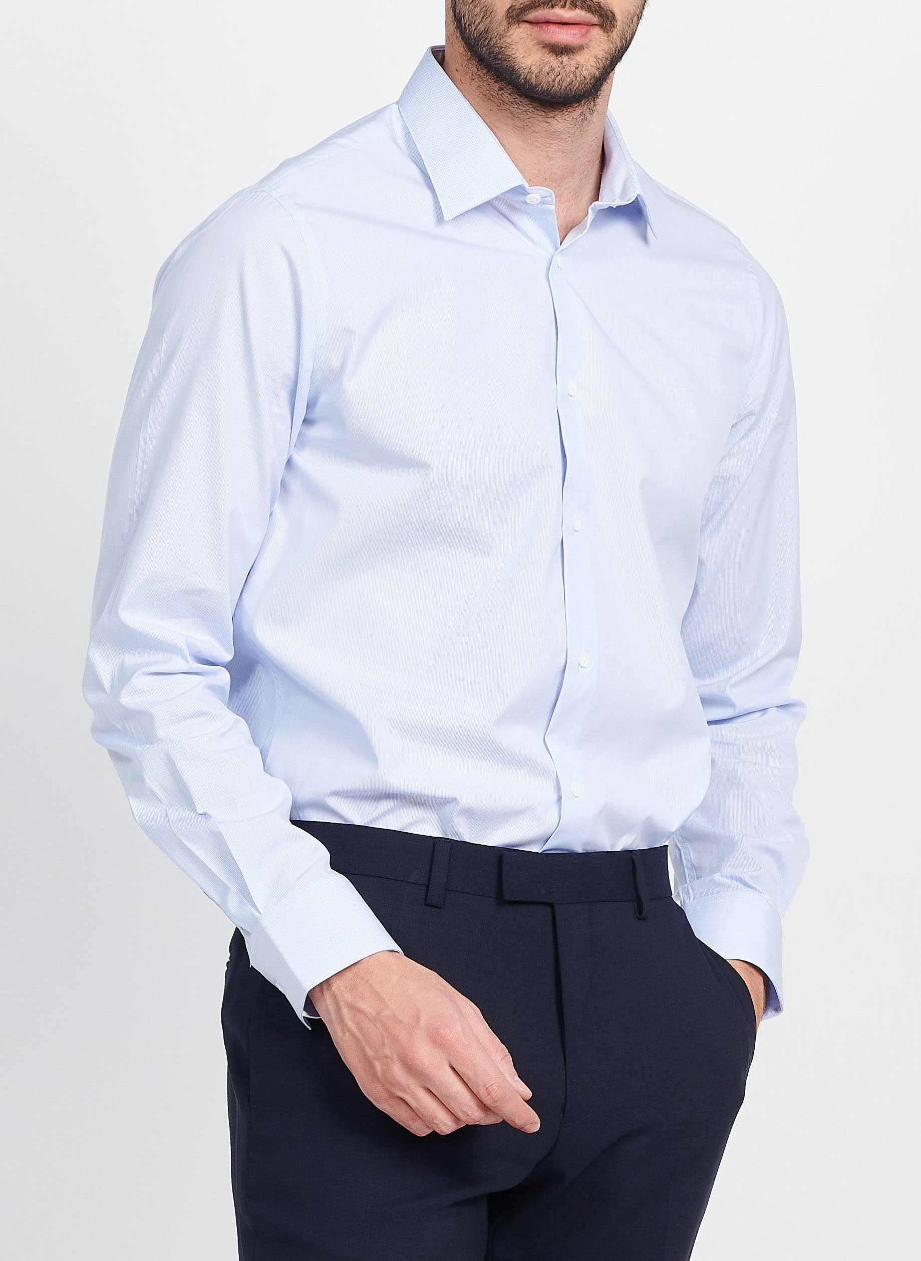 Slim-fit striped cotton shirt with classic collar ATELIER PRIVE Blue