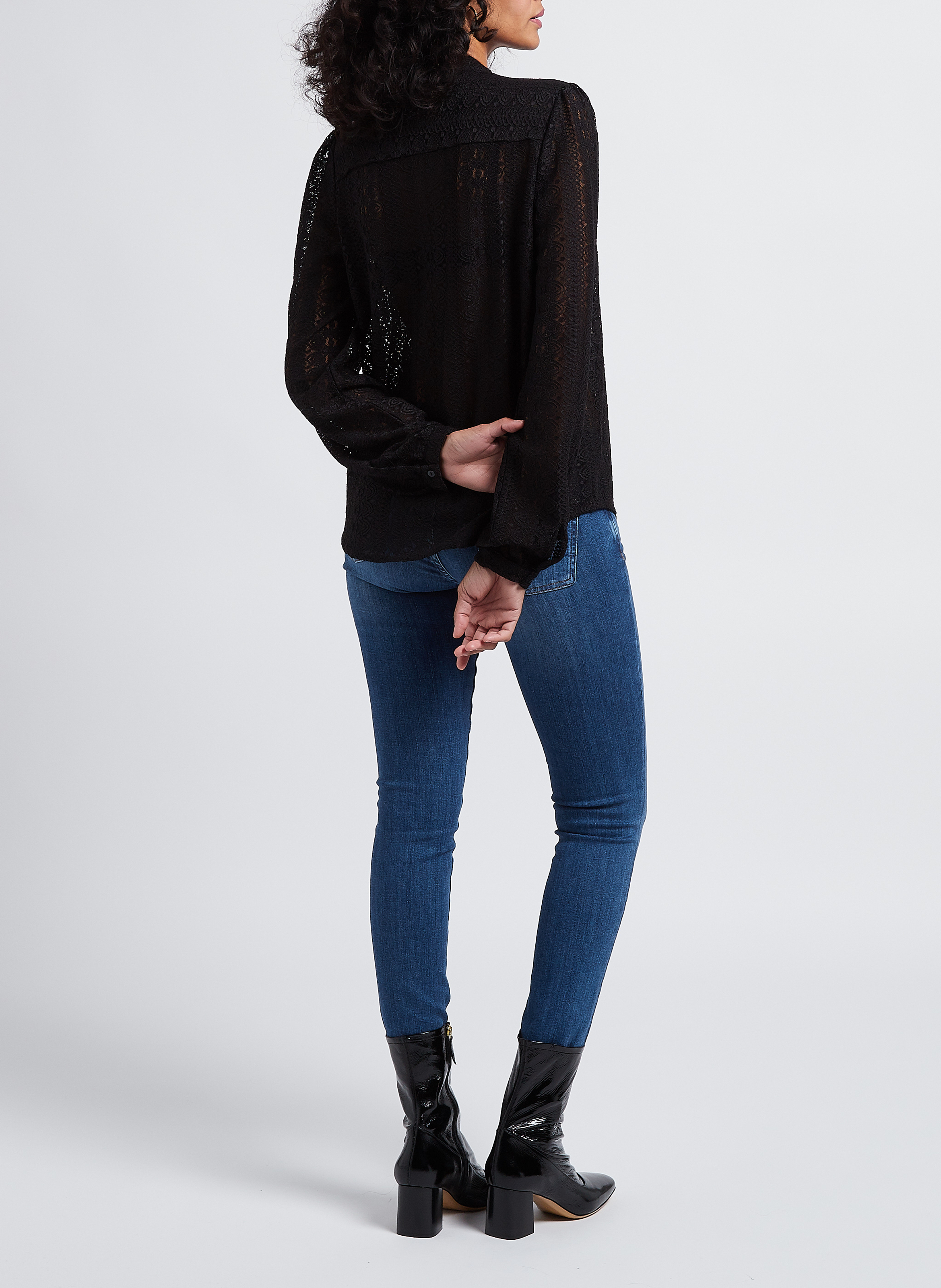 Bestickte Bluse mit Mao-Kragen VILA Schwarz