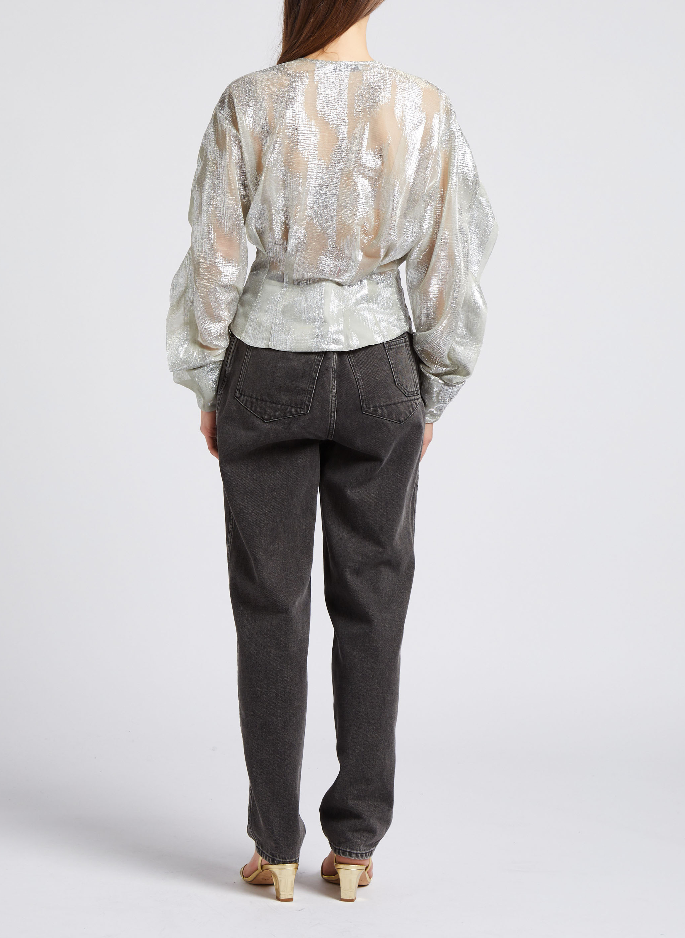 Jean carotte taille haute en coton  IRO Gris