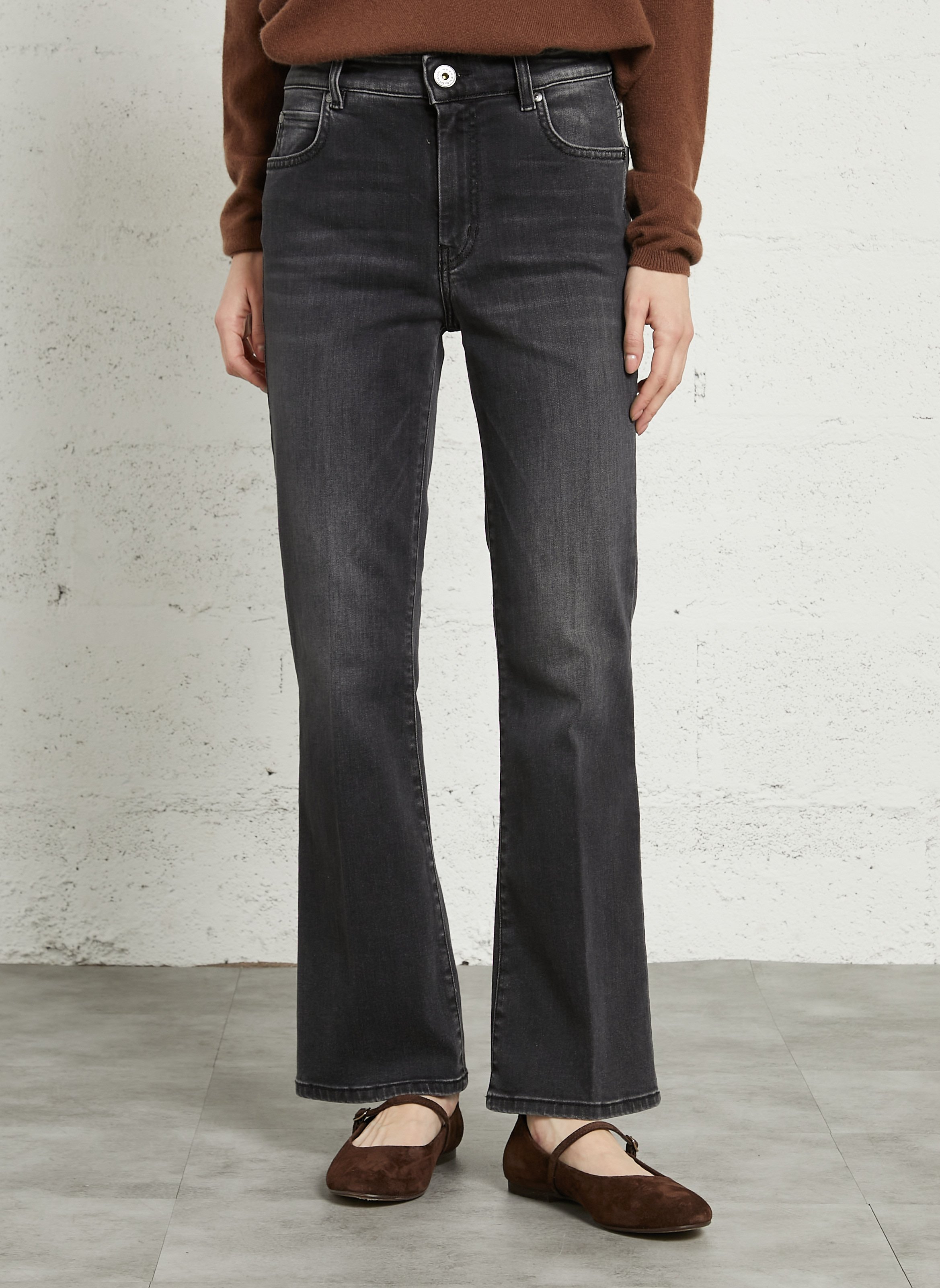 Flared cotton-blend jeans MAX MARA WEEK END Black