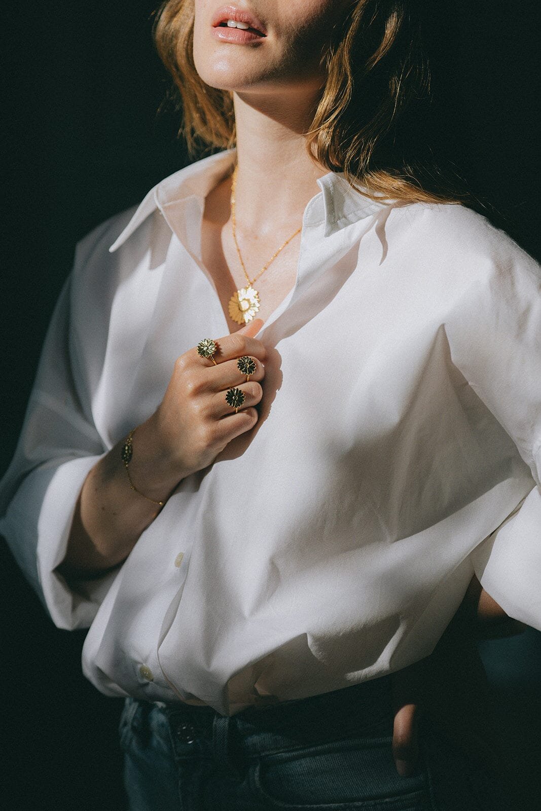 Silver-plated flower ring MONSIEUR SIMONE Golden