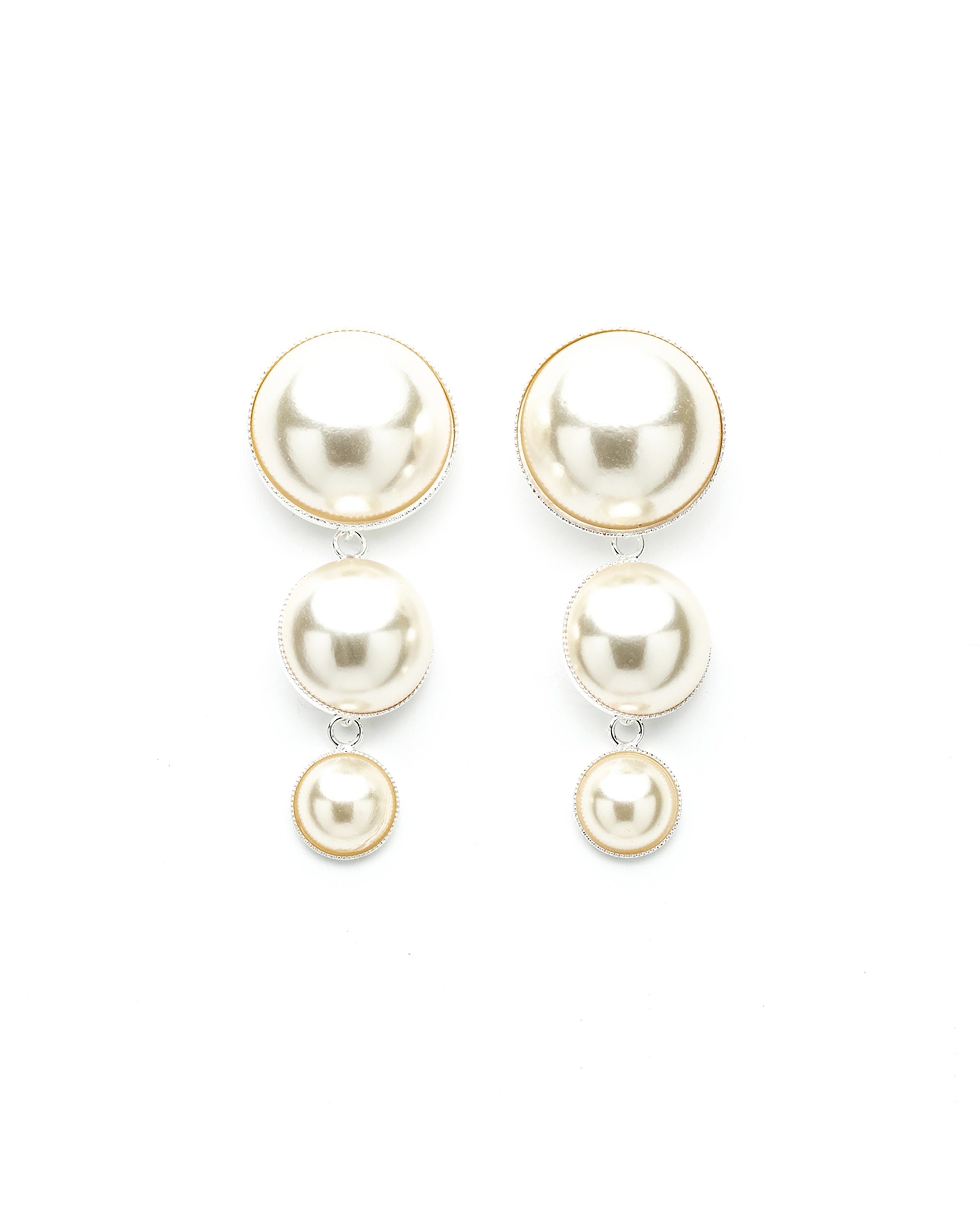 Dangling silver-plated pearl stud earrings MONSIEUR SIMONE Silver