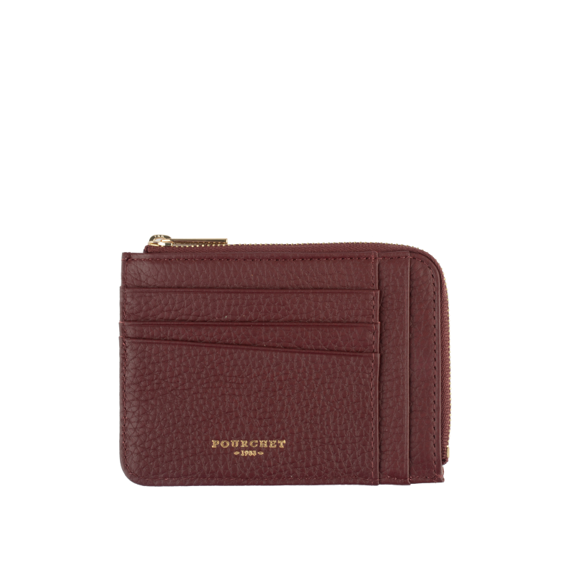 Portefeuille en cuir de vachette POURCHET Rouge