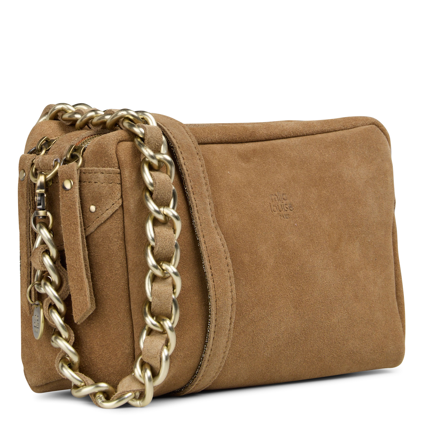 Sac caméra en cuir velours Marron