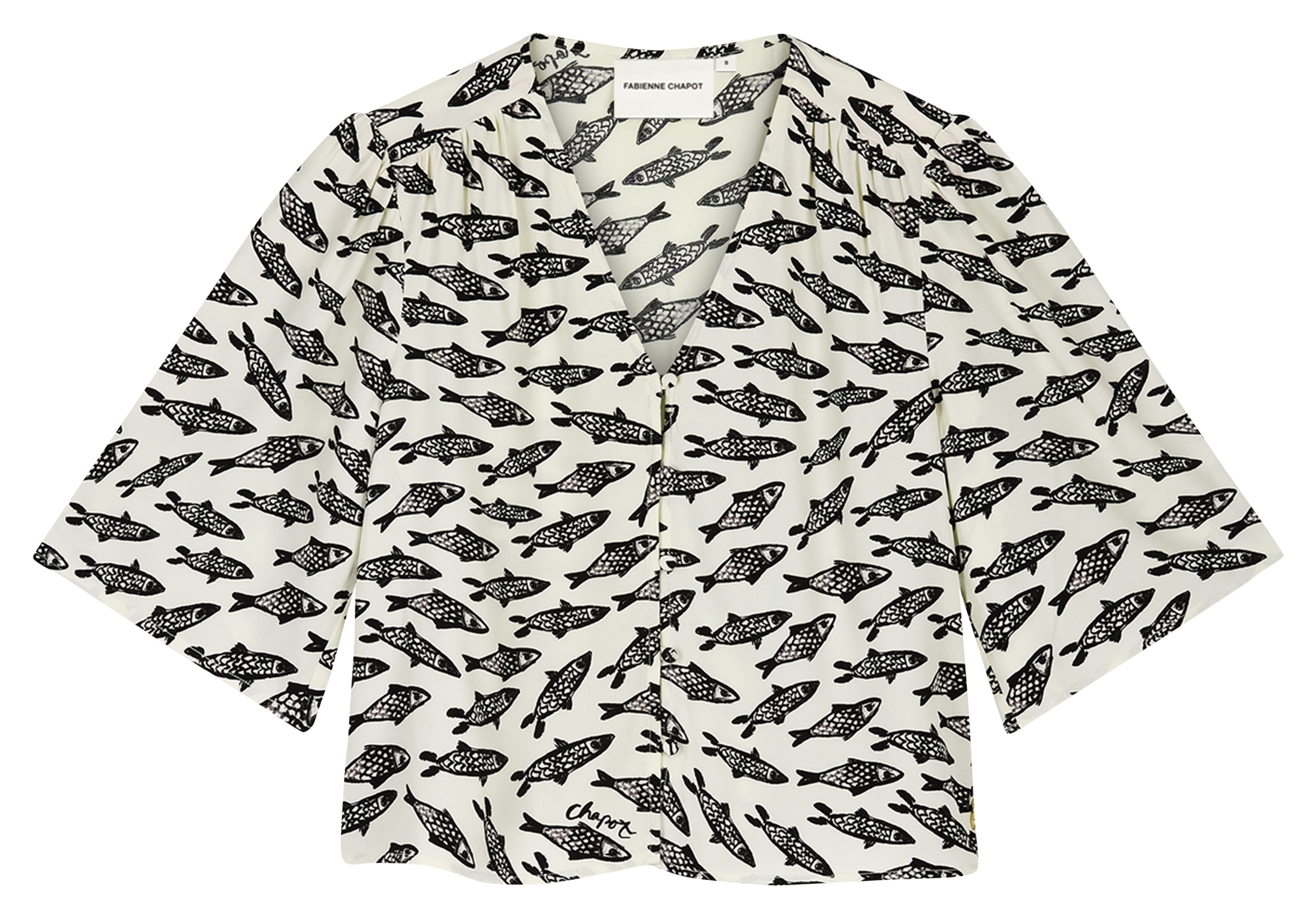 Fitted V-neck blouse FABIENNE CHAPOT White