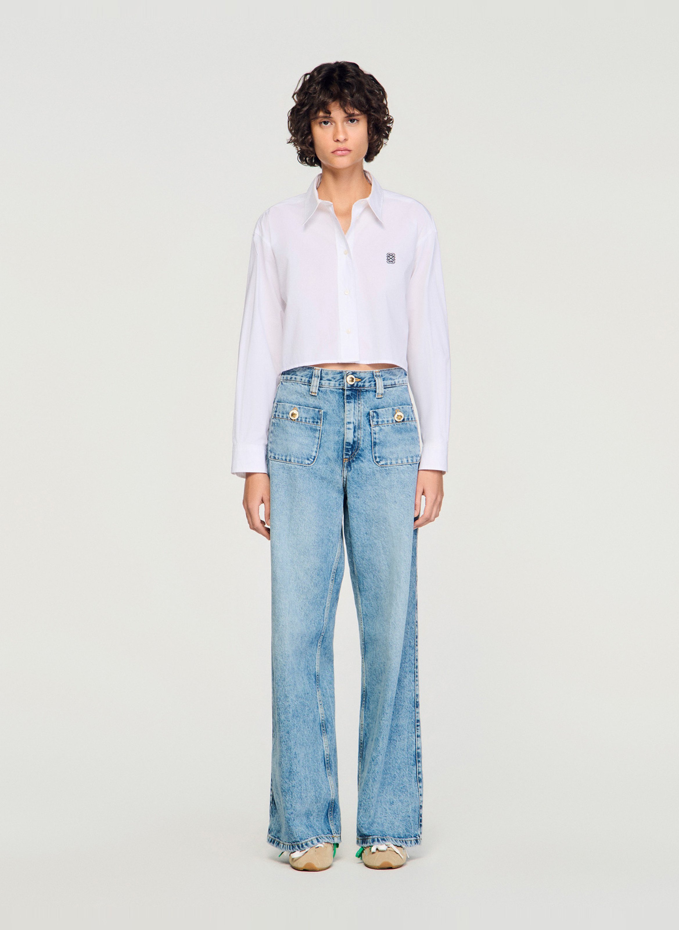 Kurzes Hemd aus Baumwollpopeline. SANDRO Weiss