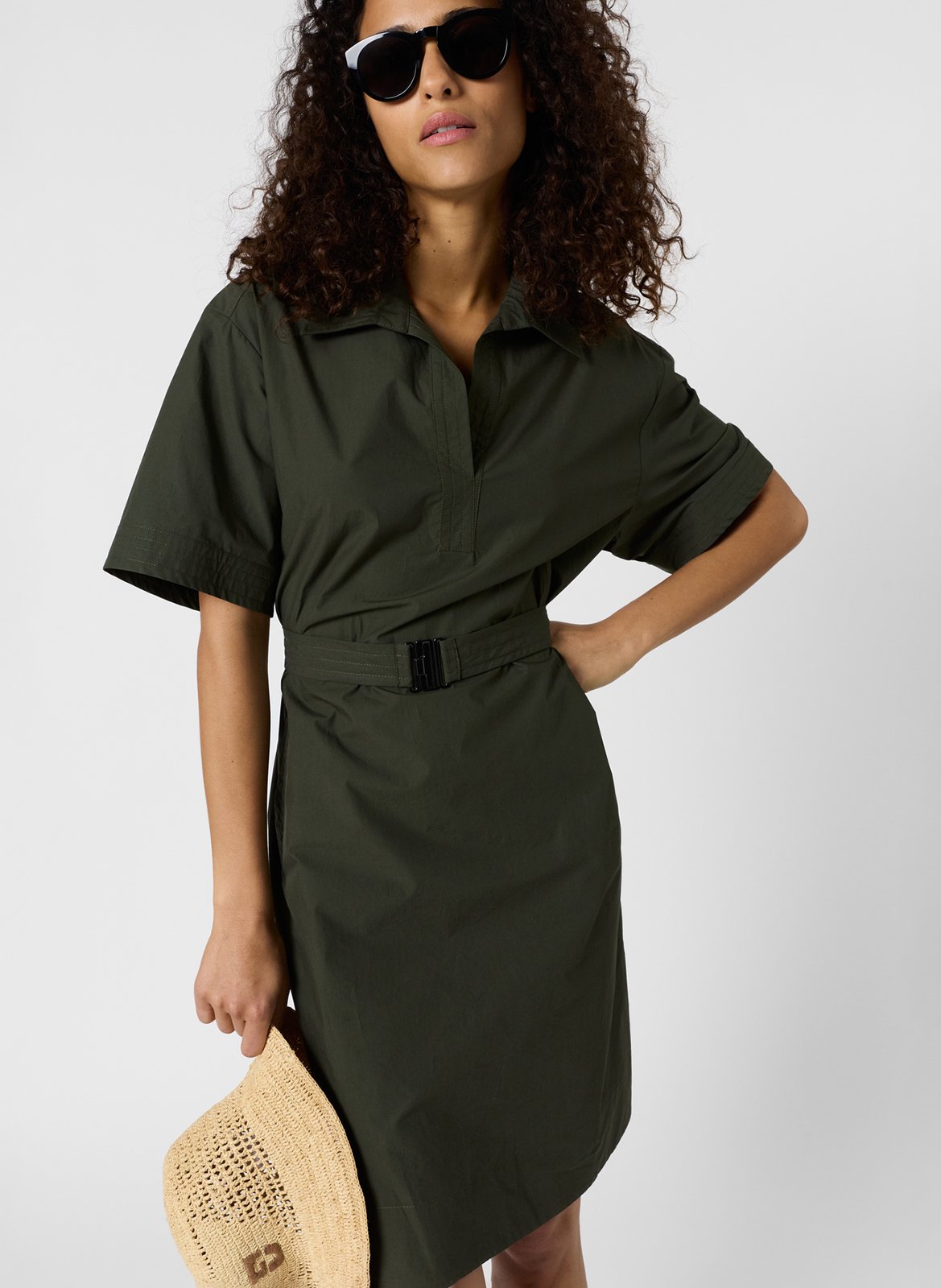 Robe courte droite unie en coton GERARD DAREL Kaki