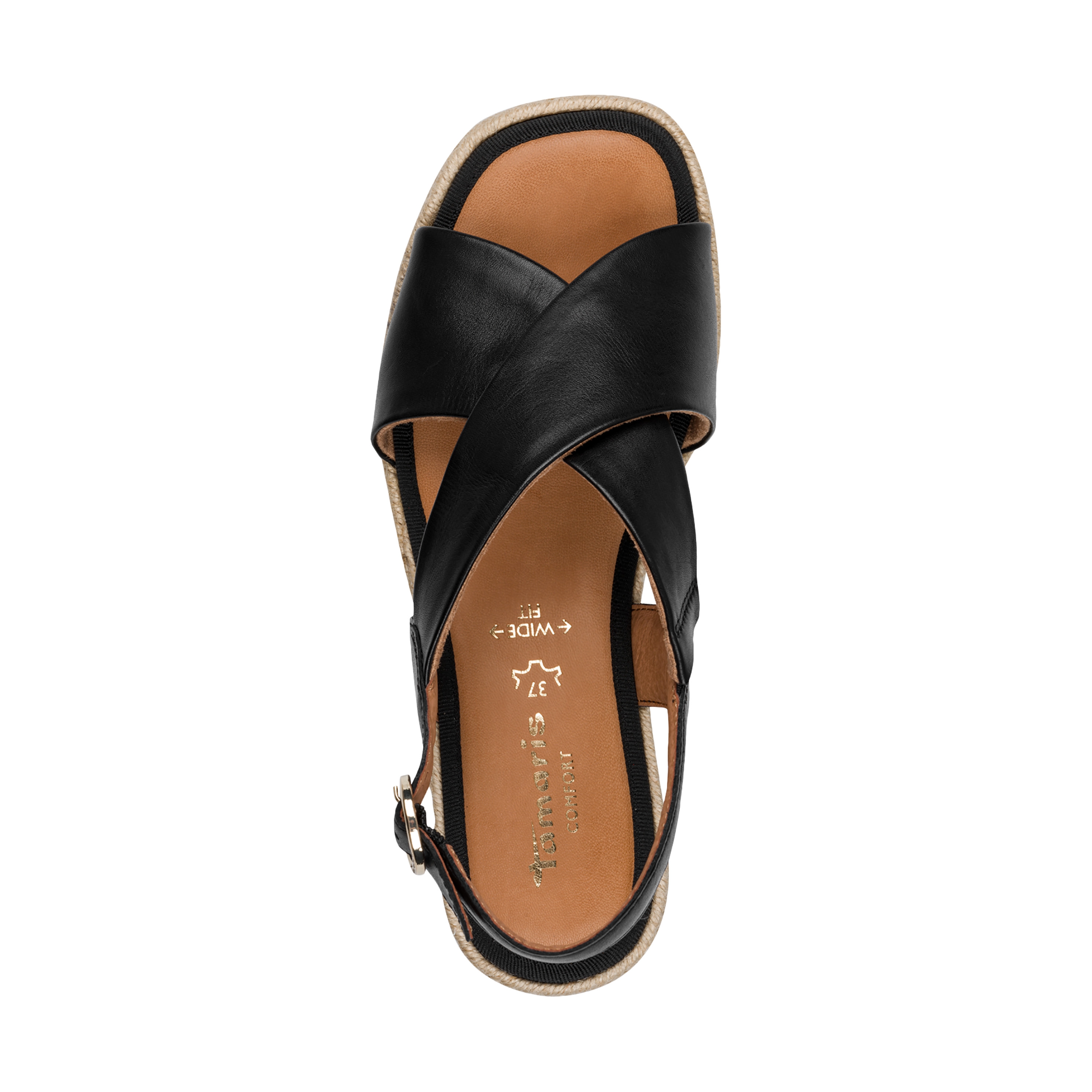 Comfort leather wedge sandals TAMARIS Black