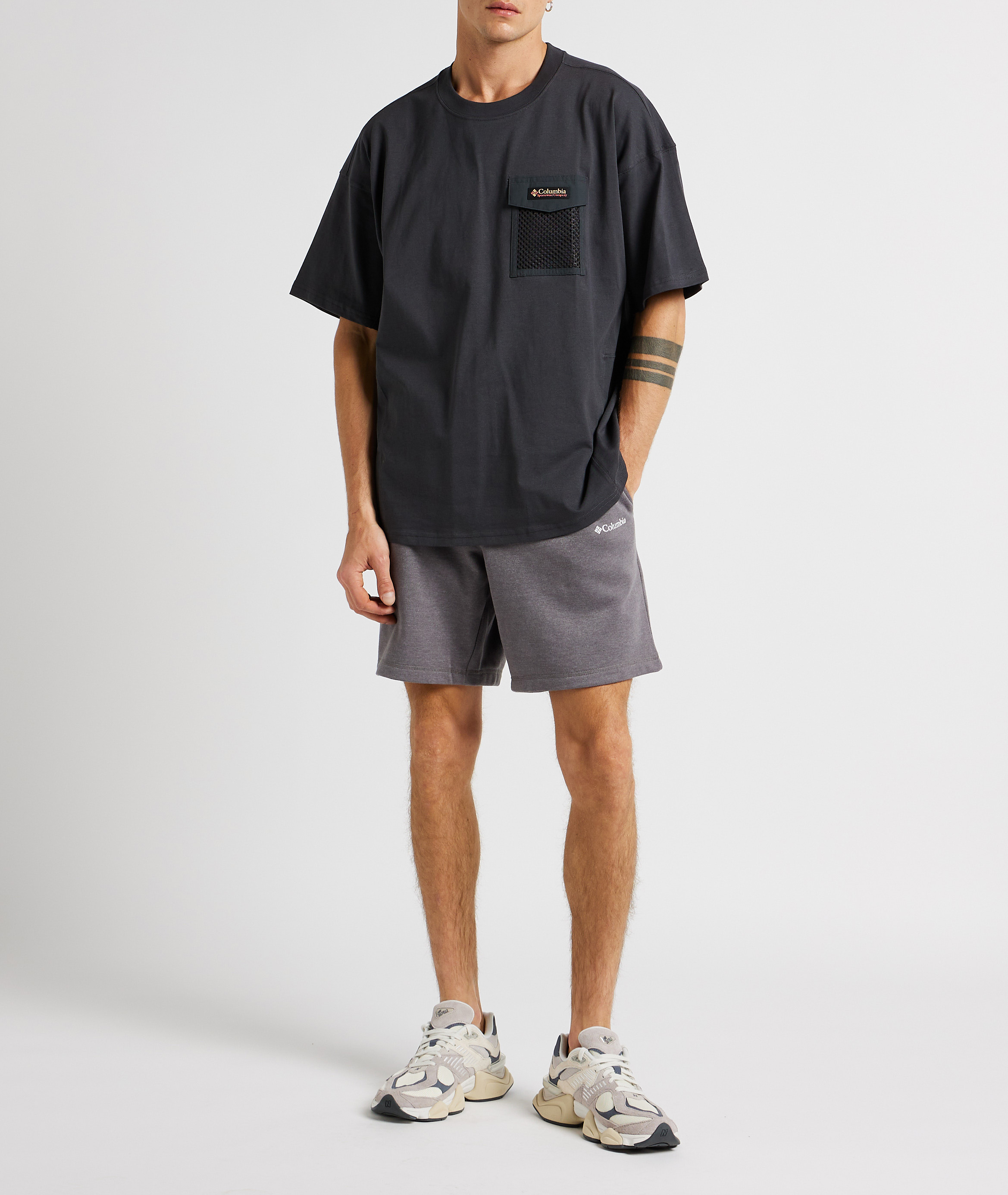 Tee-shirt col rond en coton COLUMBIA Gris