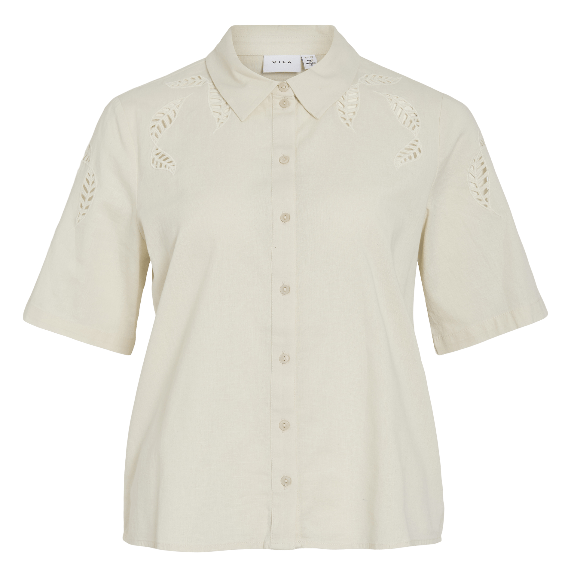 Chemise droite boutonnée à broderies VILA Grey