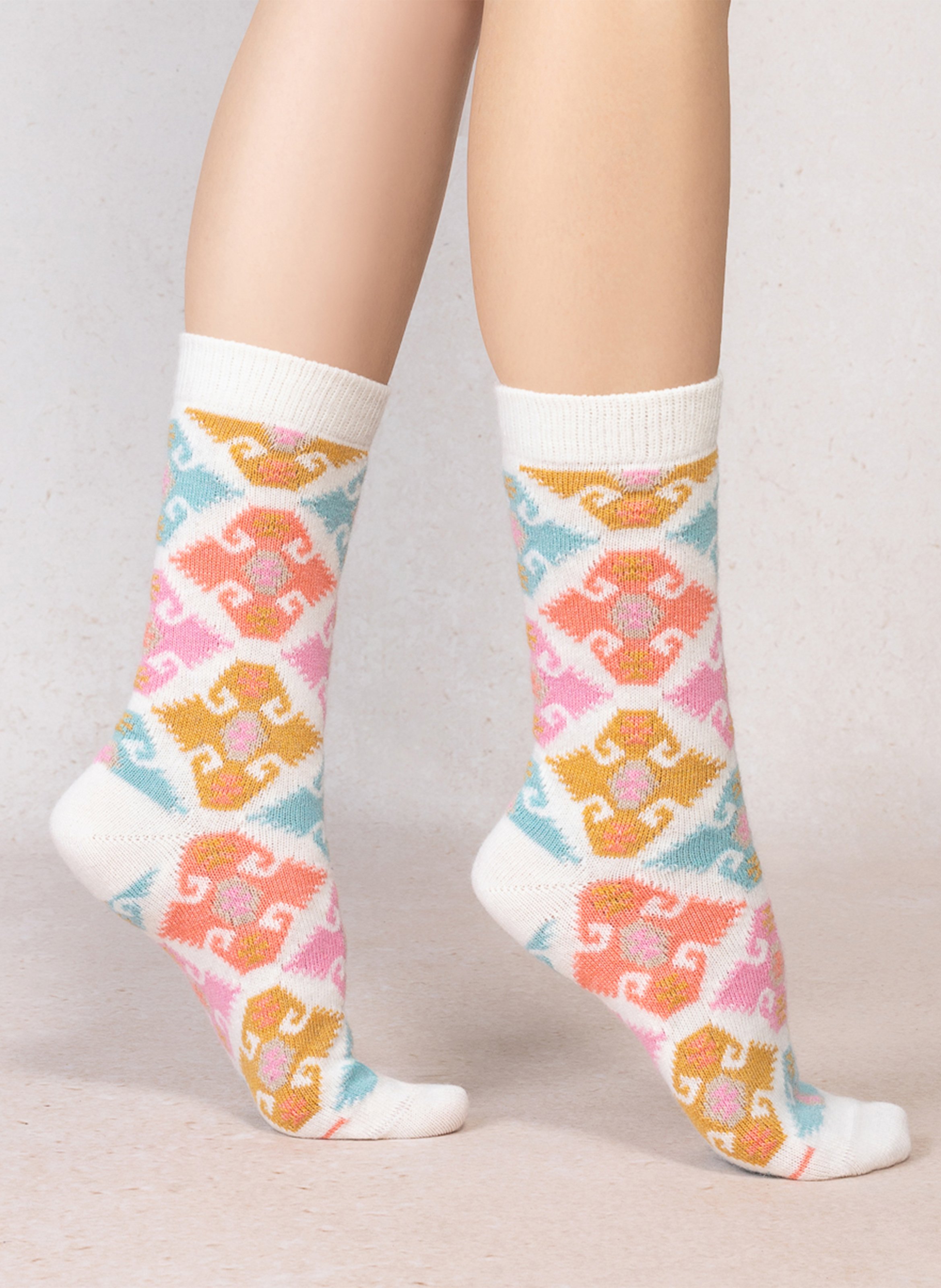 Chaussettes à motif tapisserie BLEUFORET Beige