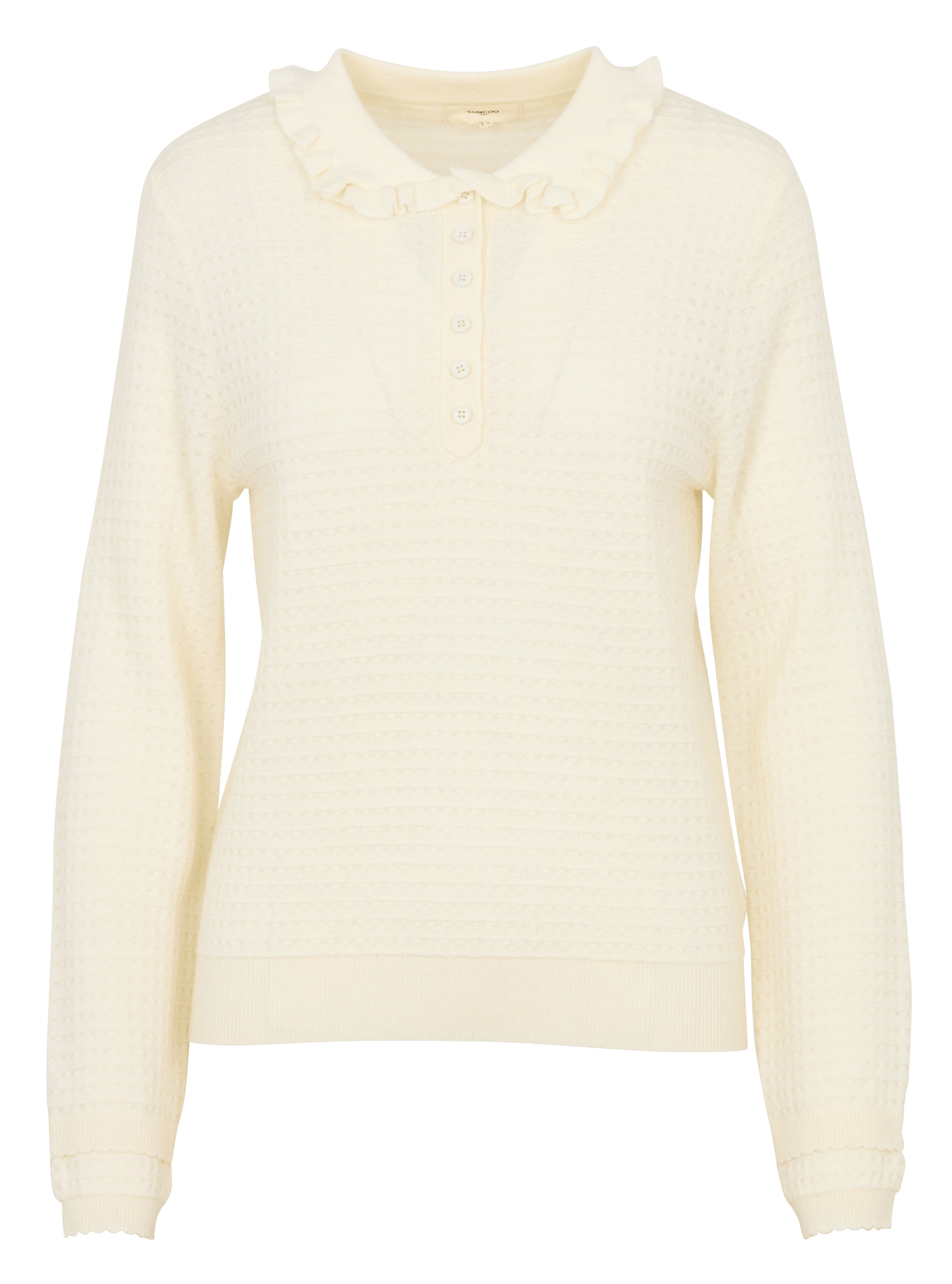 Straight fit classic knit sweater SUNCOO White