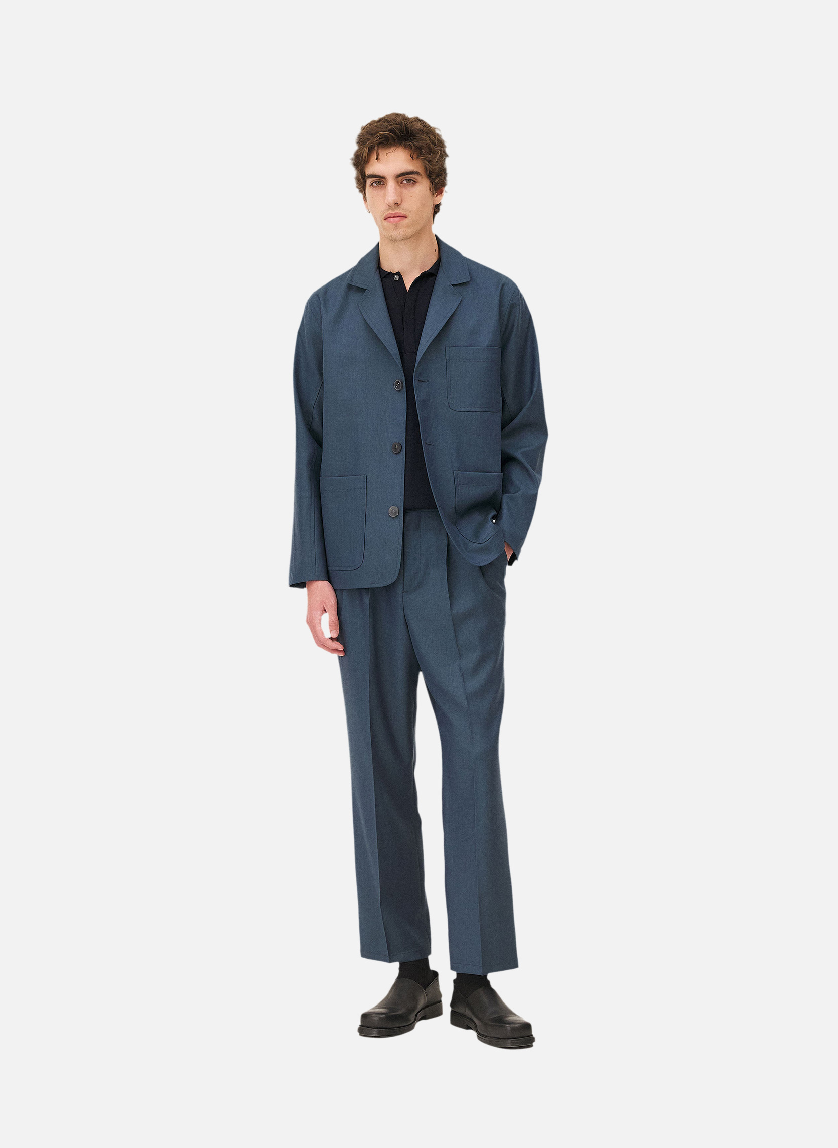 Trousers with pleats Clyde Deep Lagoon Noyoco Blue
