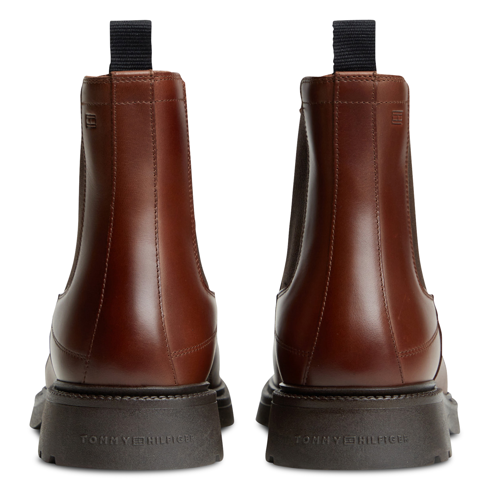 Bottines Chelsea crantées en cuir TOMMY HILFIGER Marron