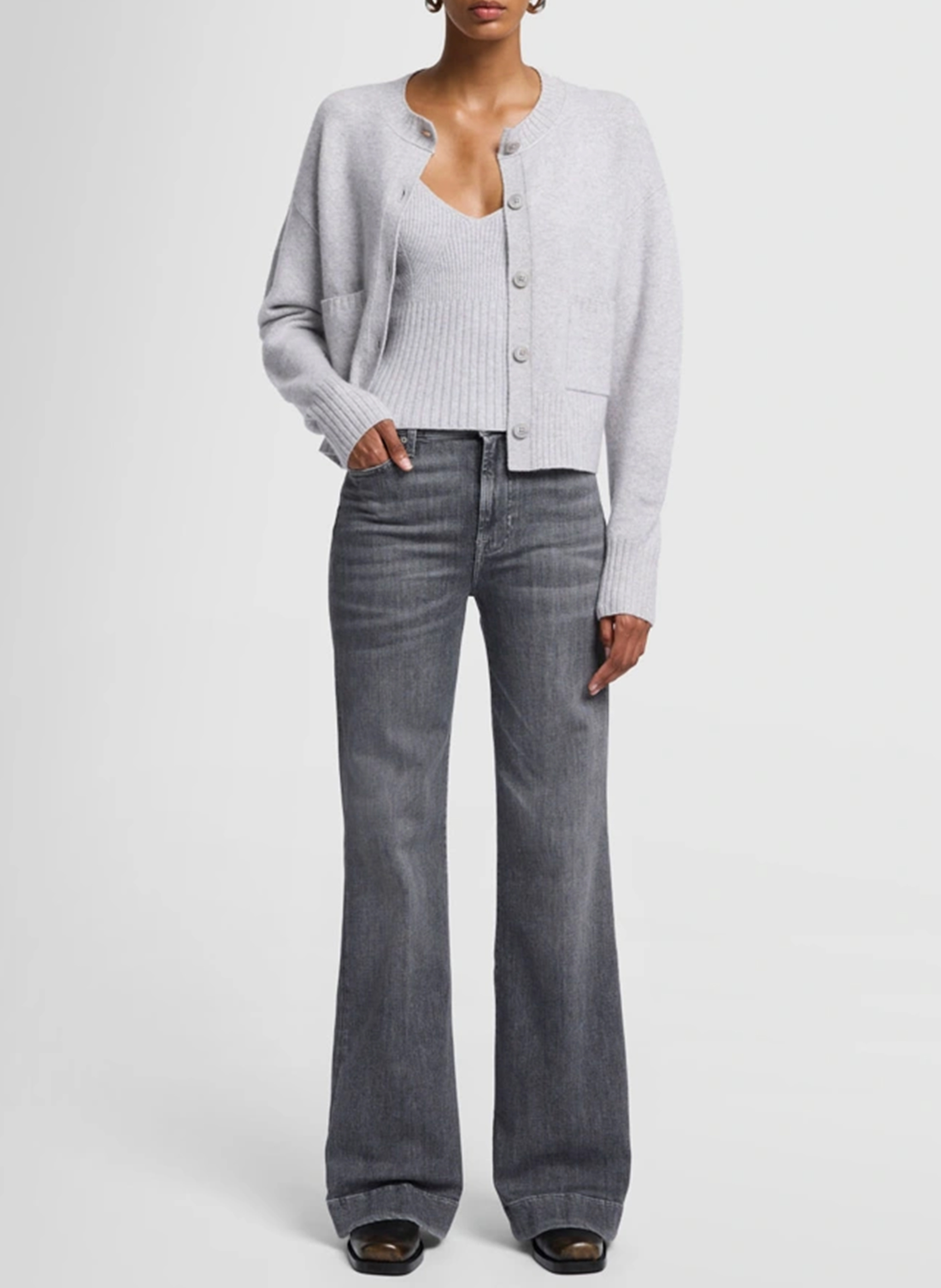 Ausgestellte Jeans mit hohem Bund 7 FOR ALL MANKIND Grau