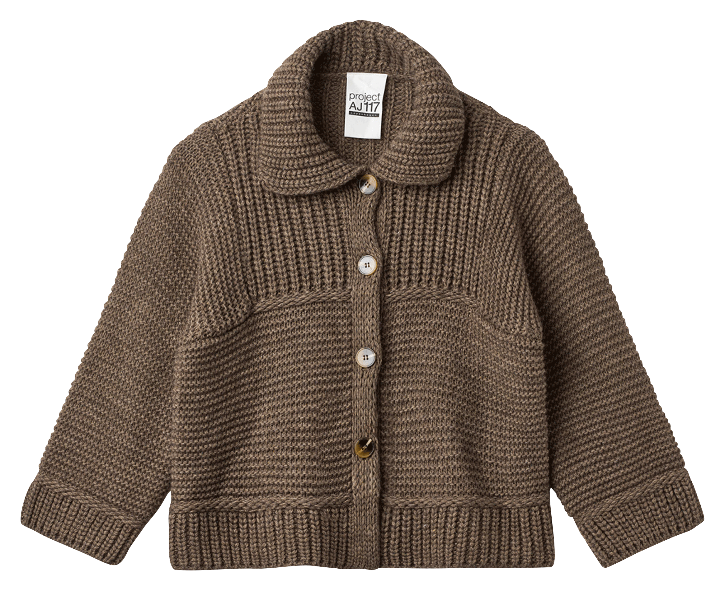 Straight chunky knit cardigan PROJECT-AJ117 Brown