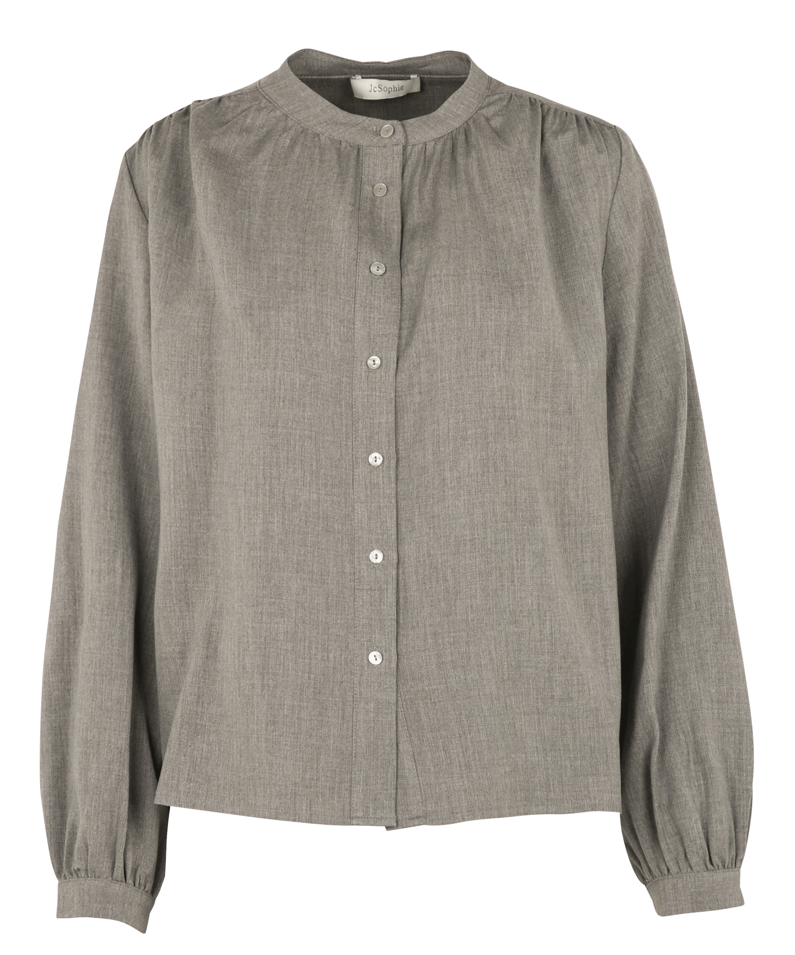Mao collar blouse in lyocell and cotton JC SOPHIE Grey