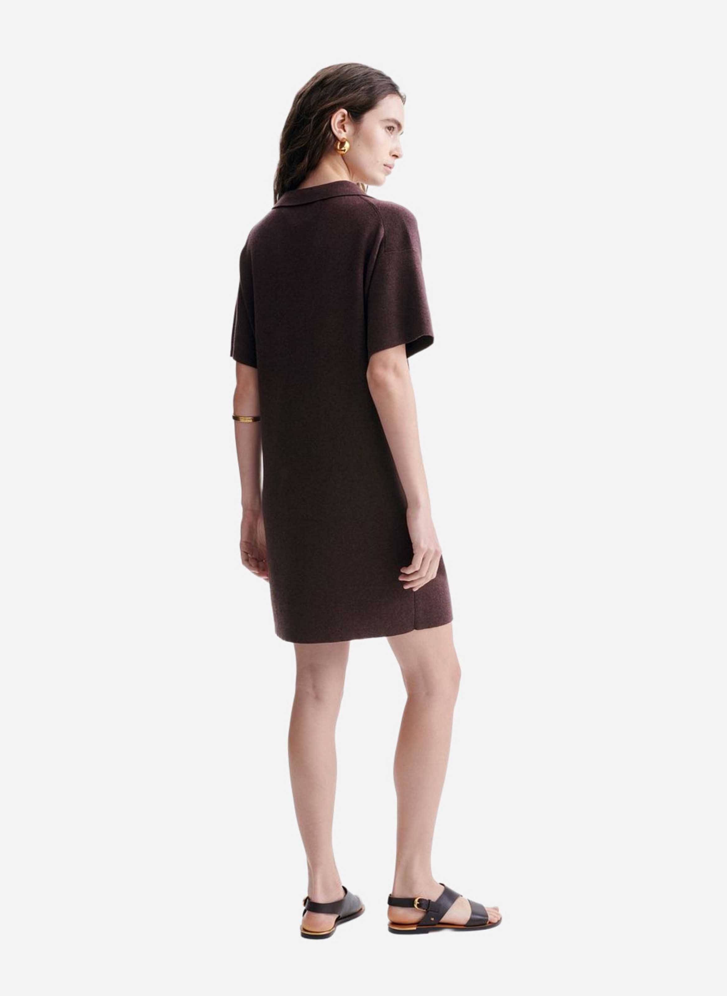 Robe courte col polo en laine mélangée VANESSA BRUNO Marron