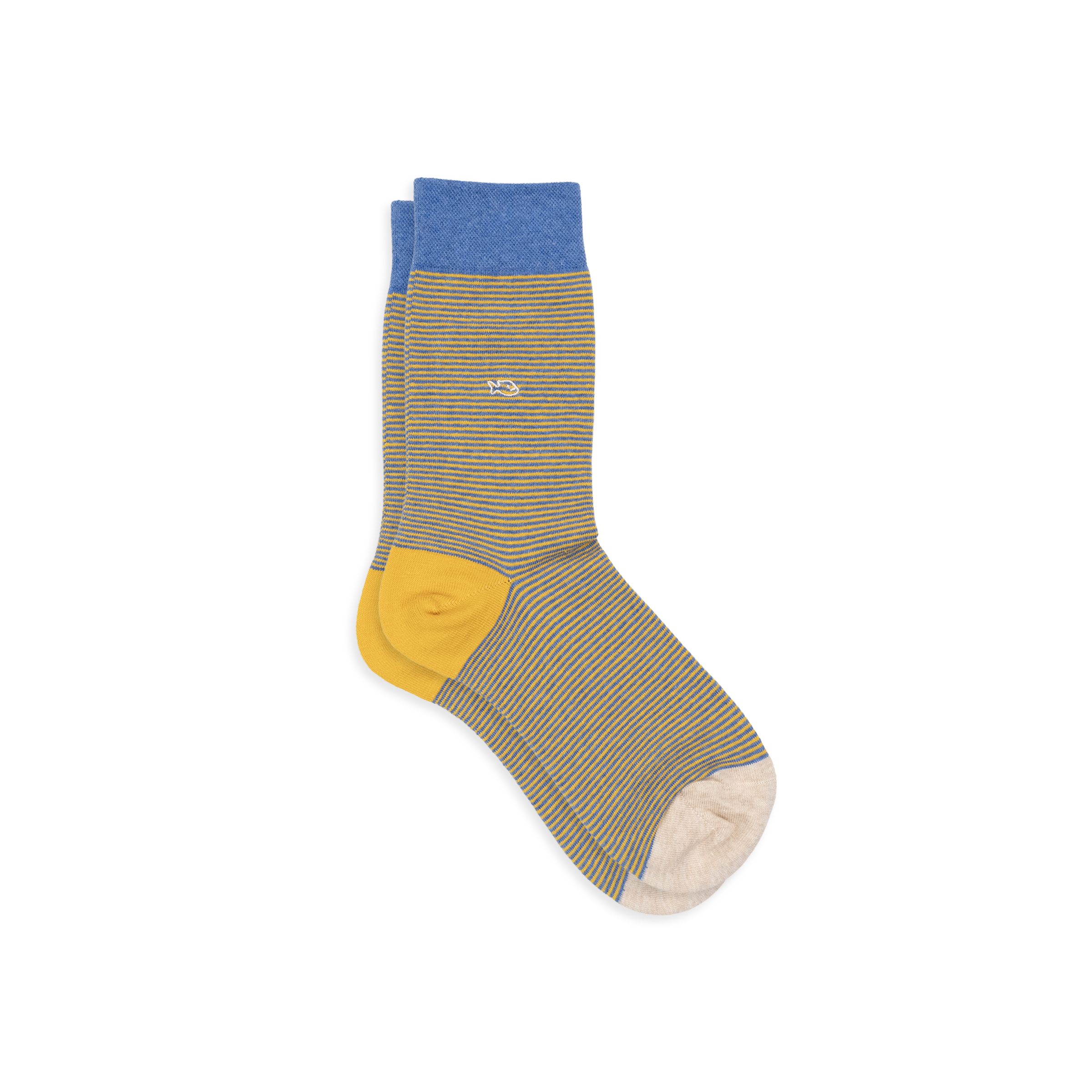 Combed cotton striped socks SABLE Jaune et bleu