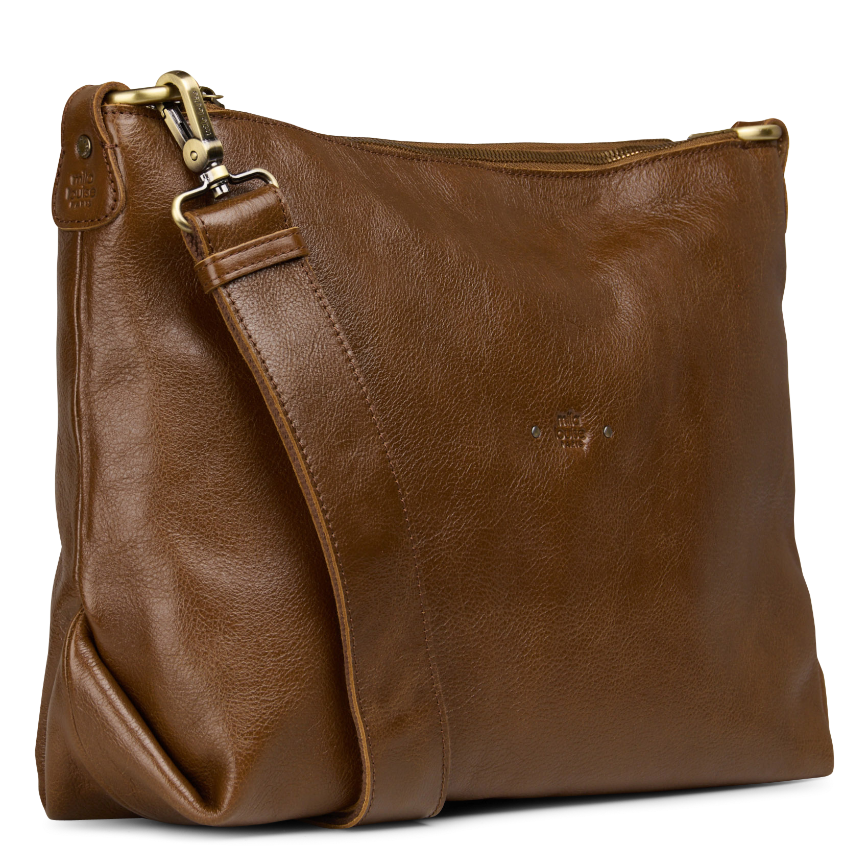 Schultertasche aus Leder MILA LOUISE Beige