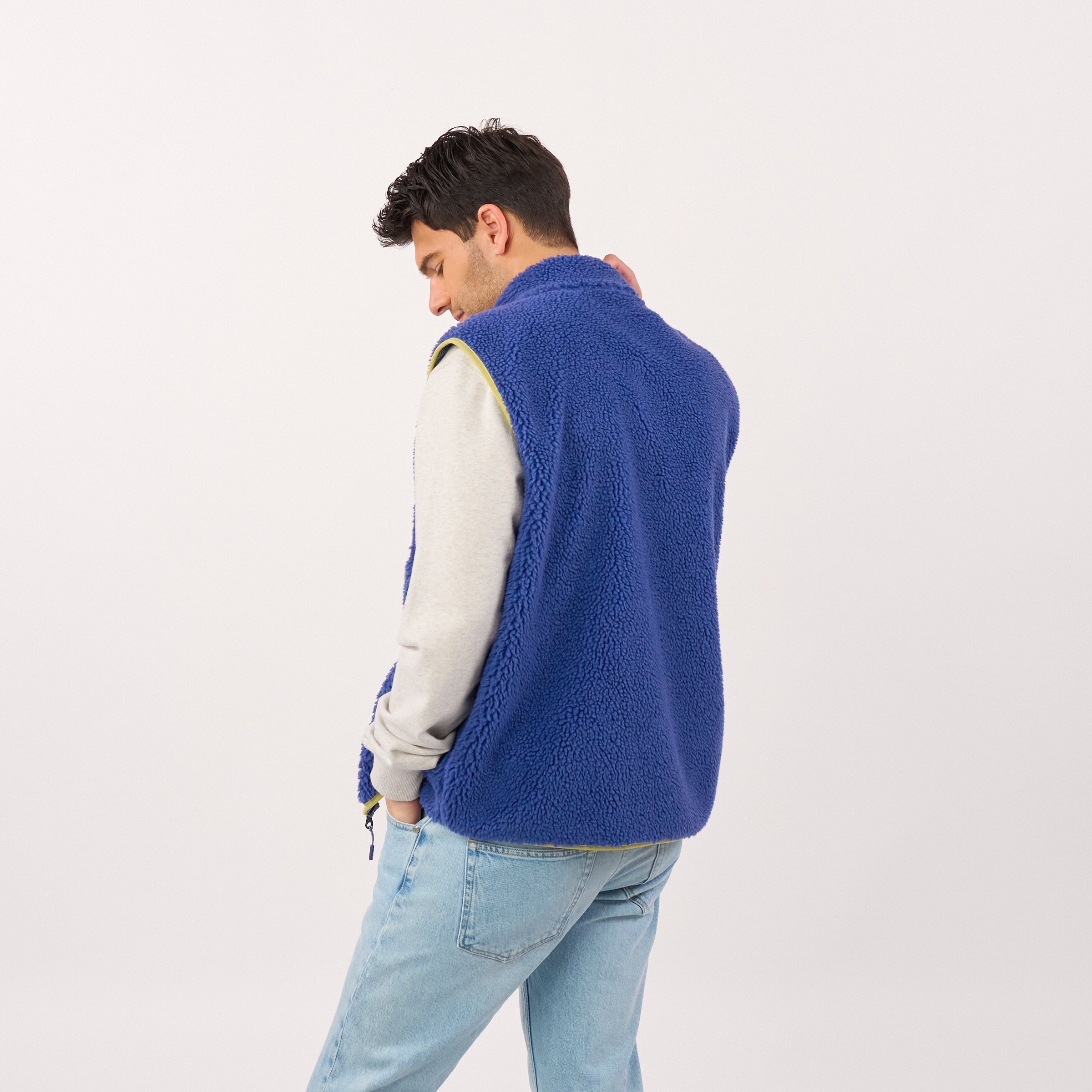 Sleeveless Sherpa Zip-Up Vest | Blue BILLYBELT Men