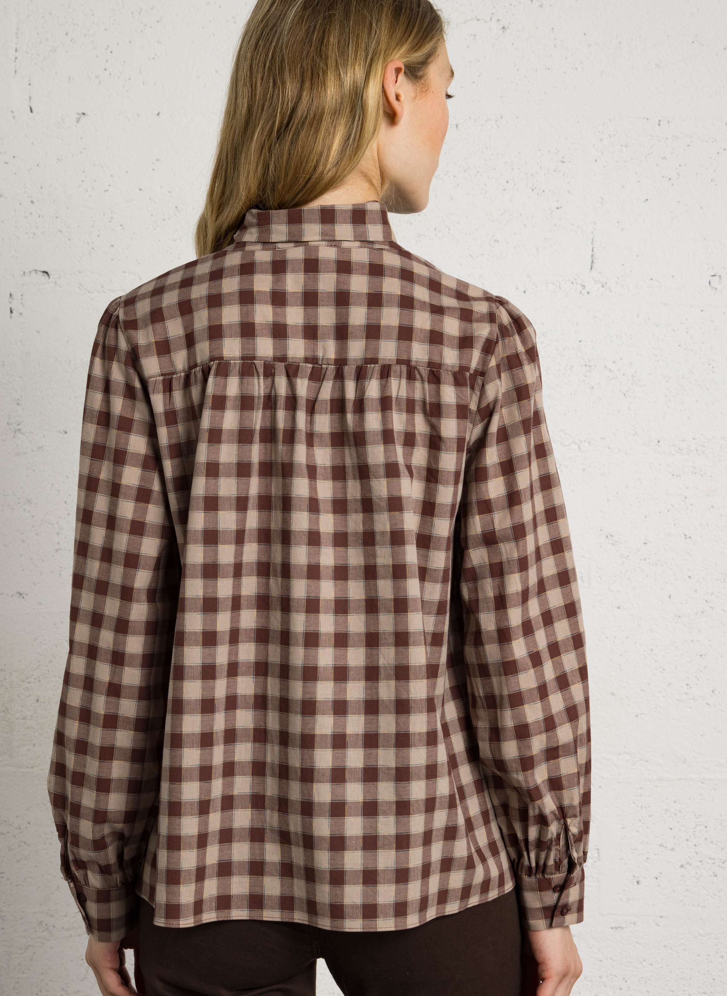  Chemise col à nouer en coton SUD EXPRESS Marron