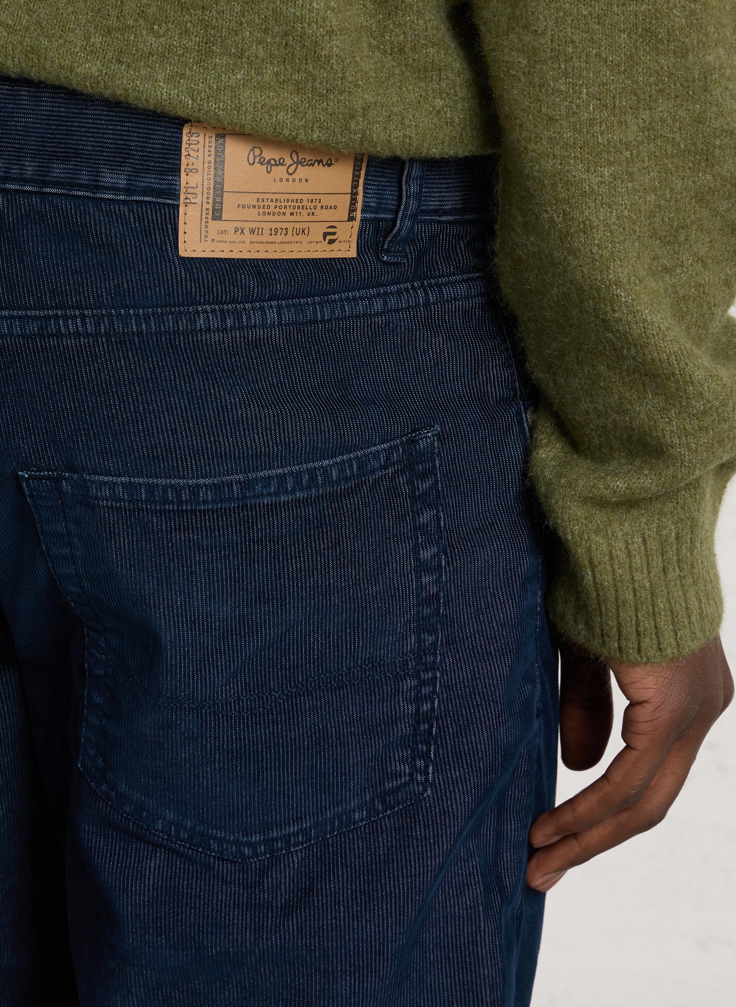 Straight-leg velvet cotton pants PEPE JEANS Blue