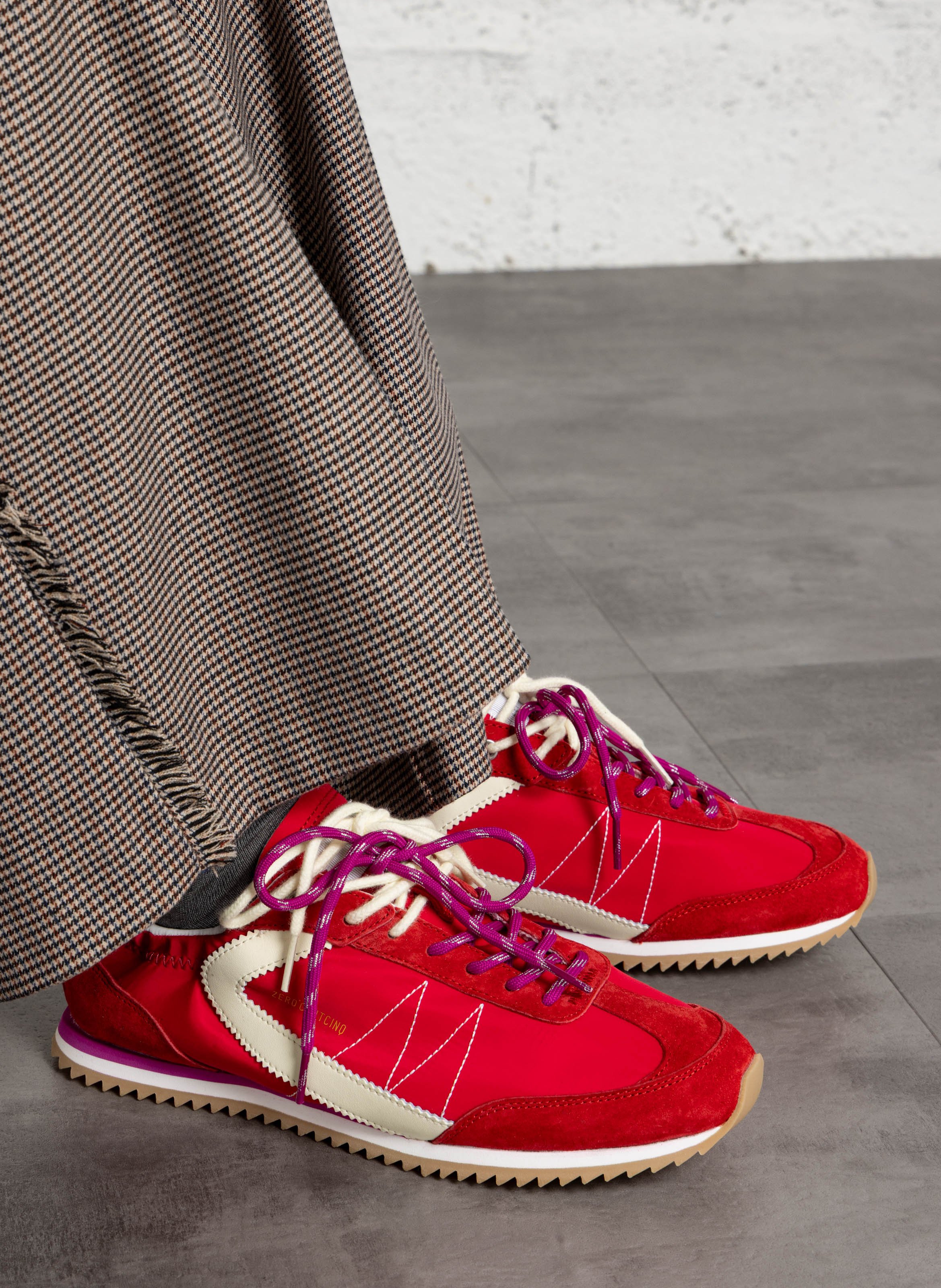 Two-tone low-top lace-up sneakers 0'105 Red