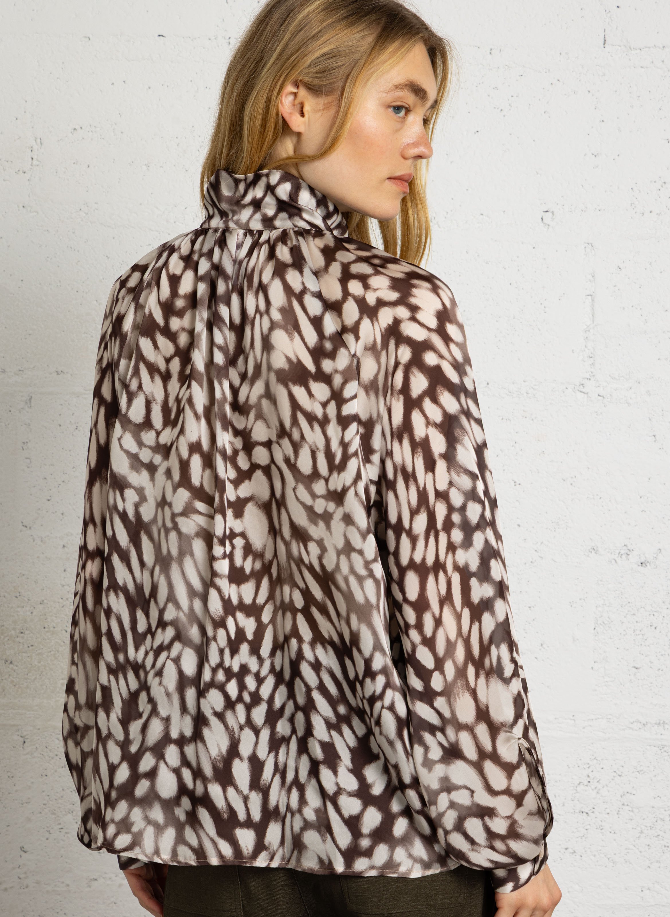 Wijde blouse met print IMPERIAL Bruin