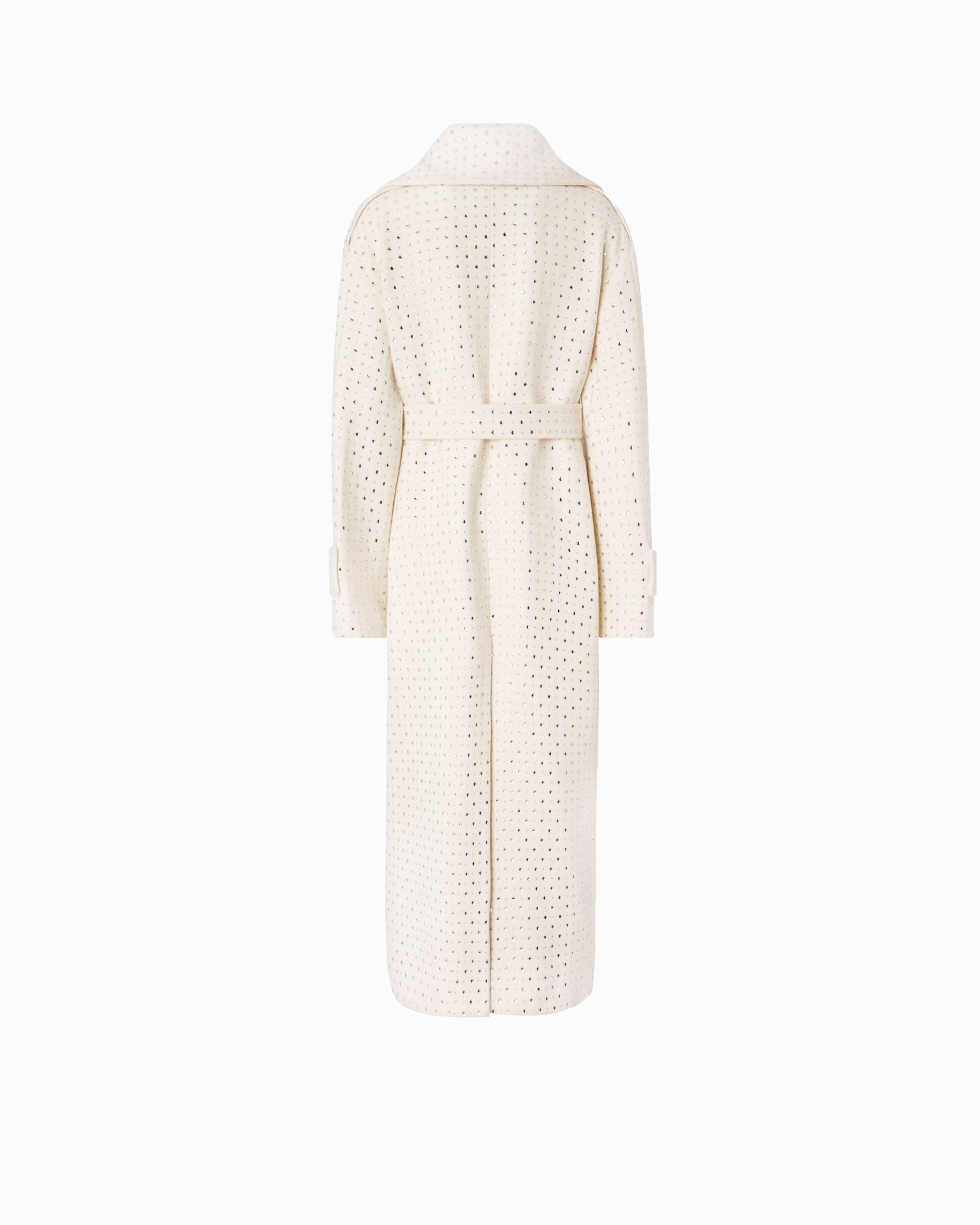 Manteau long en laine à strass all-over PINKO Blanc