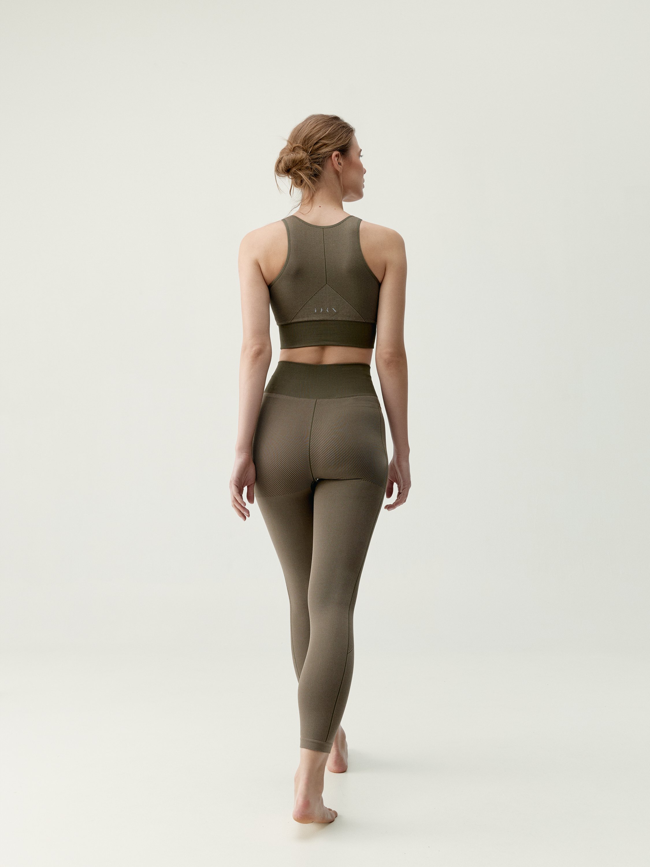 Women's NUBE medium-high support sports bra with removable pads BORN Khaki