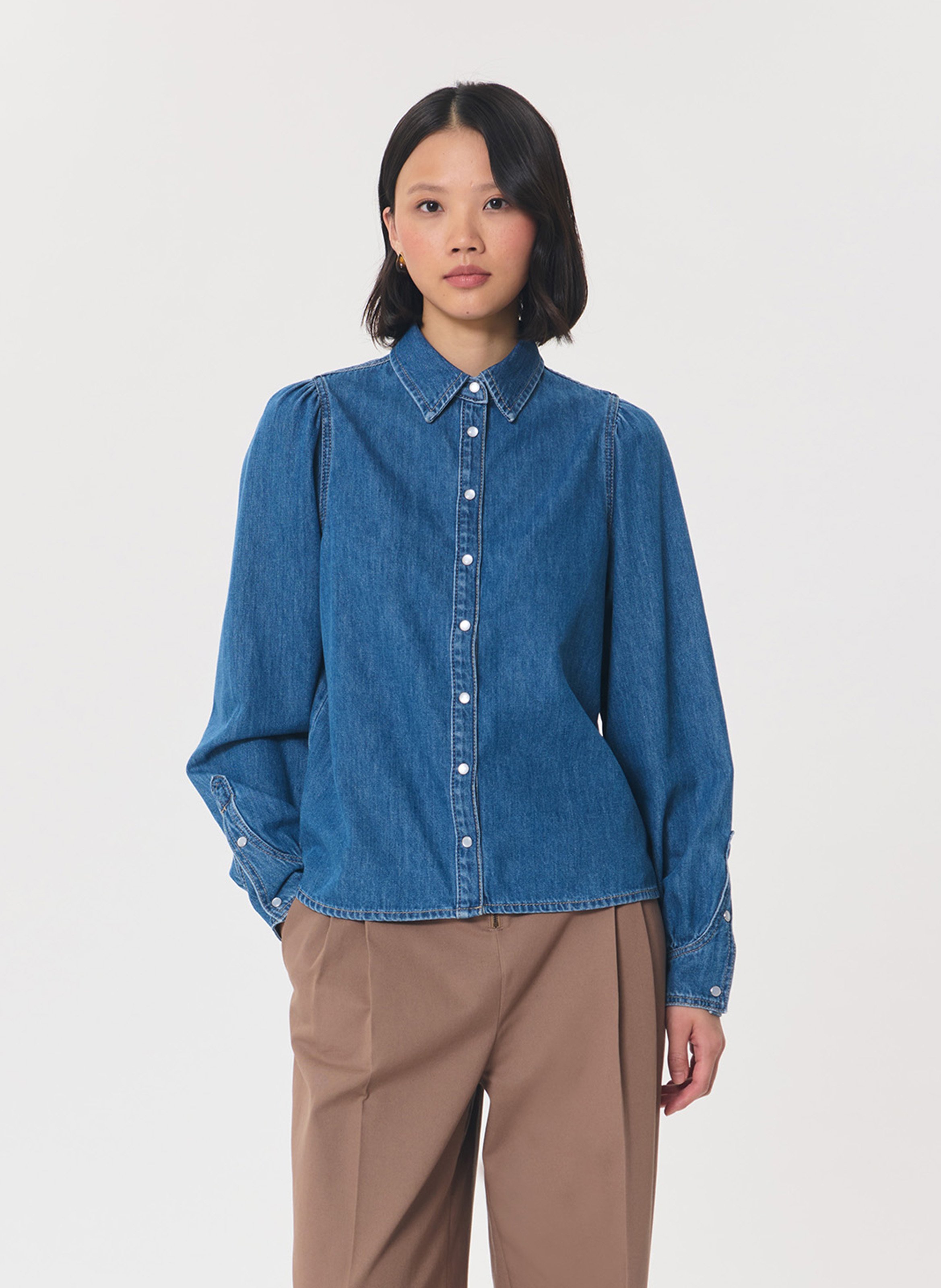 Gerade geschnittenes Jeanshemd mit Knopfleiste TARA JARMON Blau
