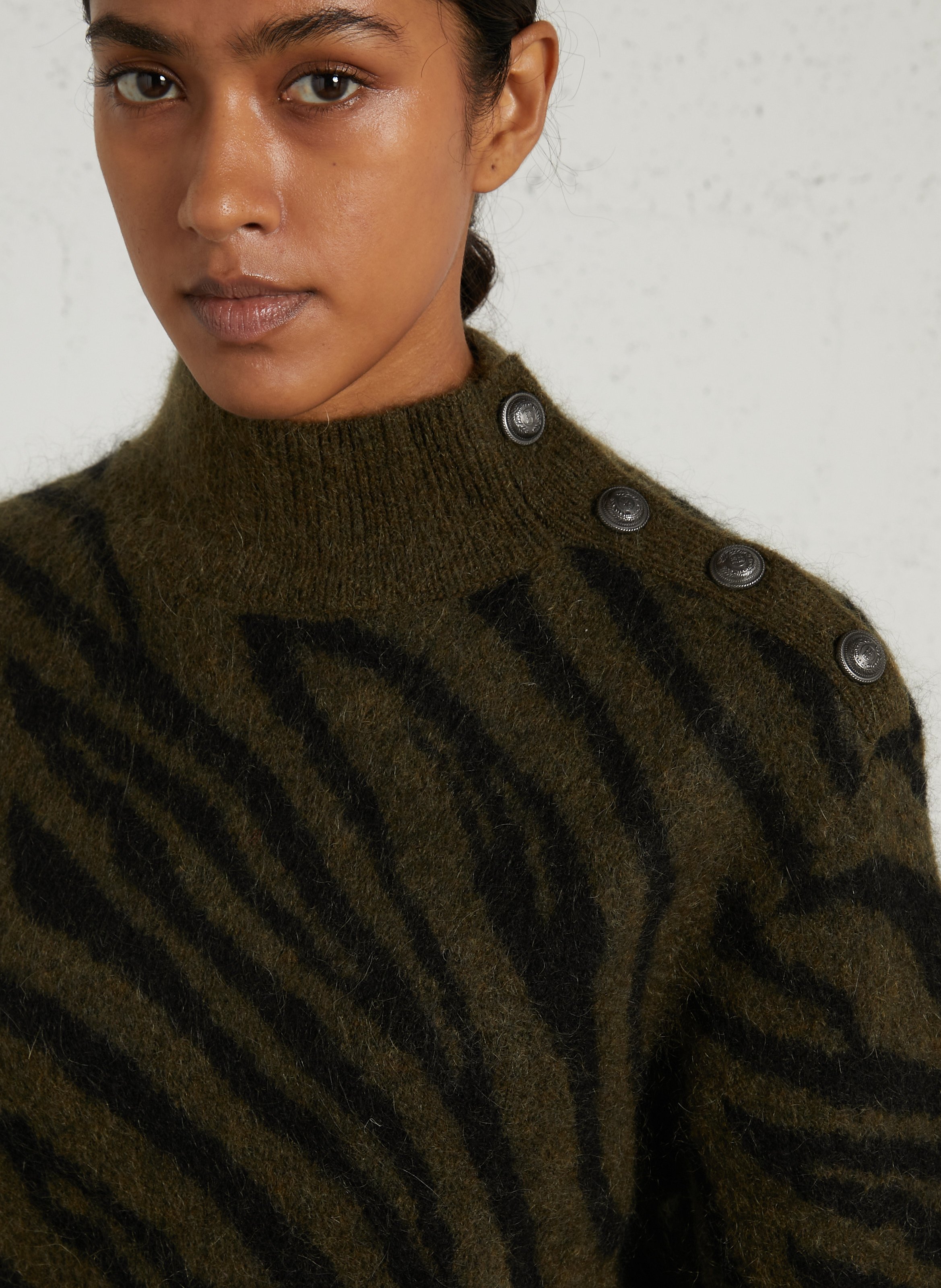 Striped wool-blend sweater IKKS Khaki