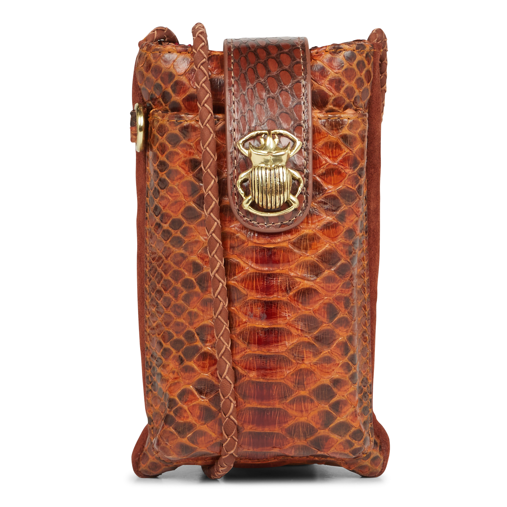 Handytasche aus Pythonleder CLARIS VIROT Braun