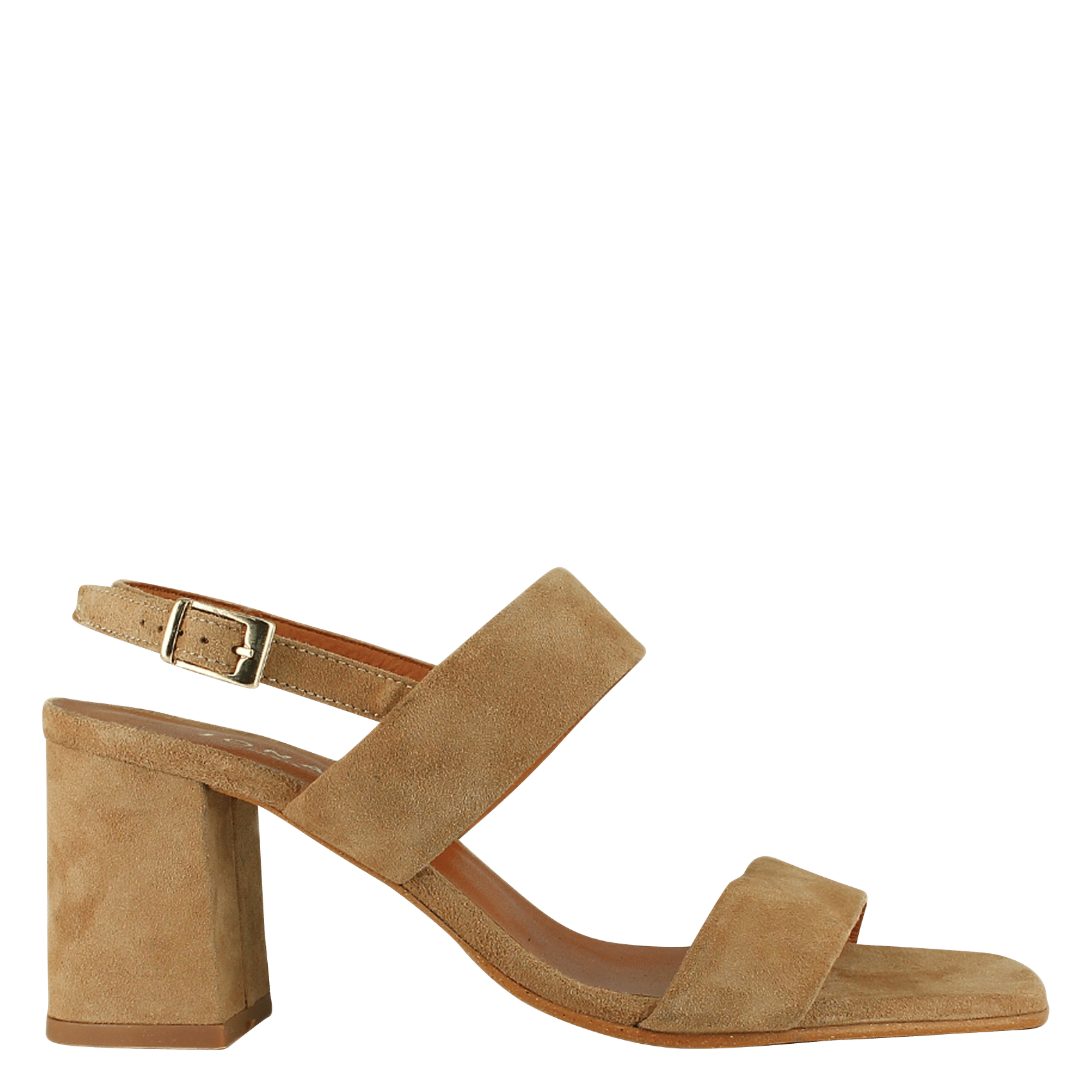 Sandalias de piel aterciopelada con tacón alto Marron