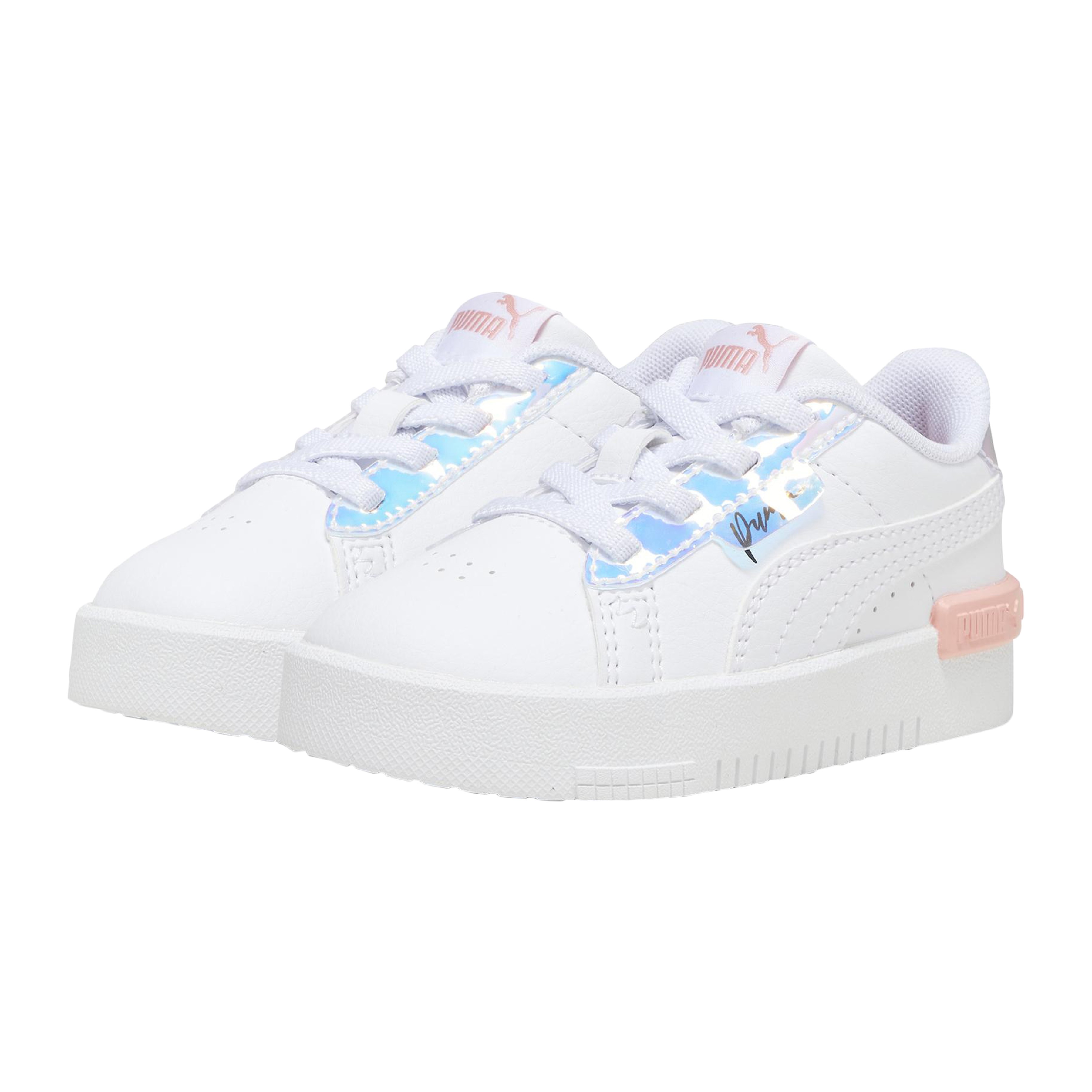 Low lace-up sneakers for juniors with crystal wings. PUMA White