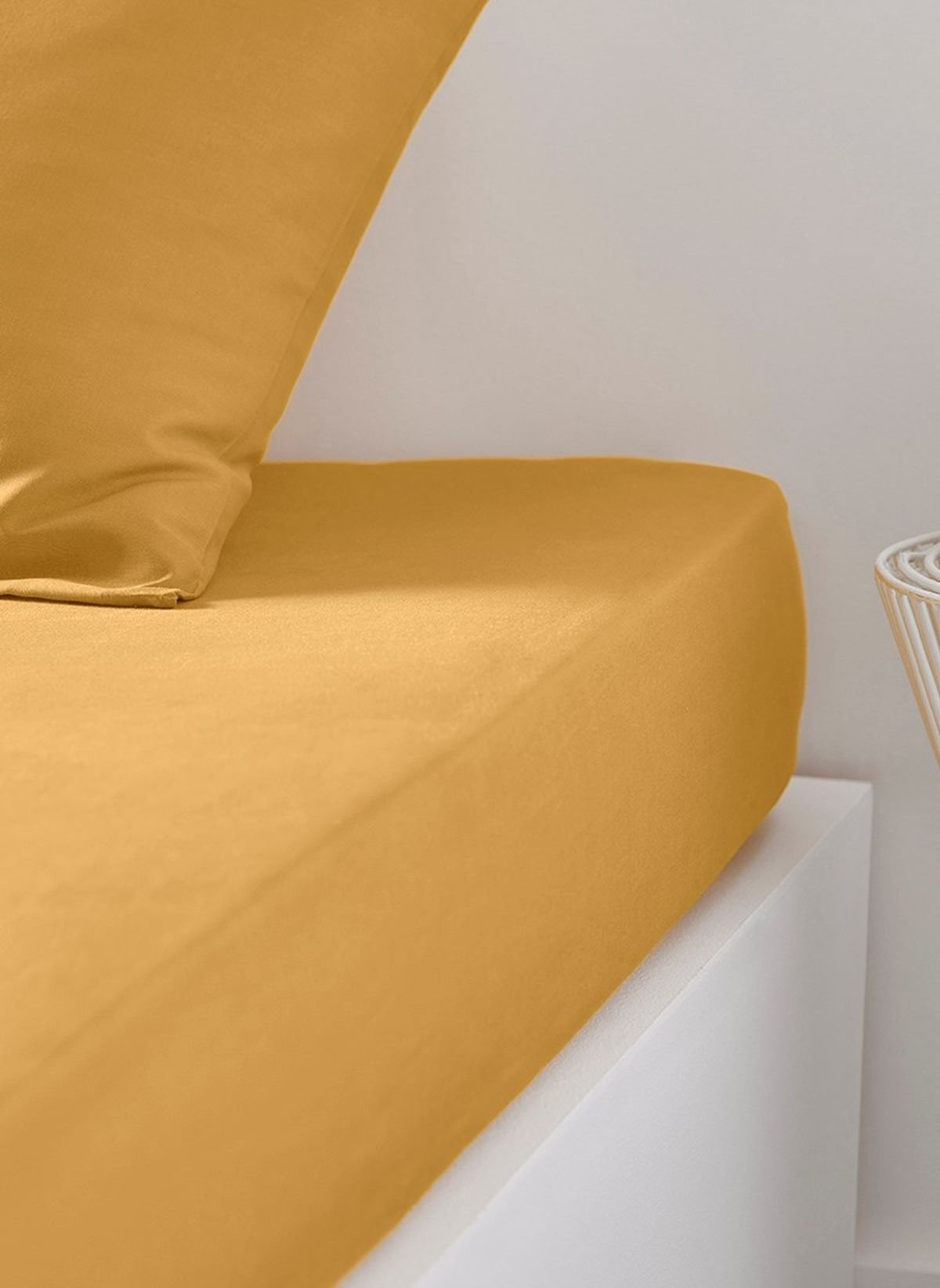 Drap housse  uni en coton TODAY LINGE DE MAISON Jaune