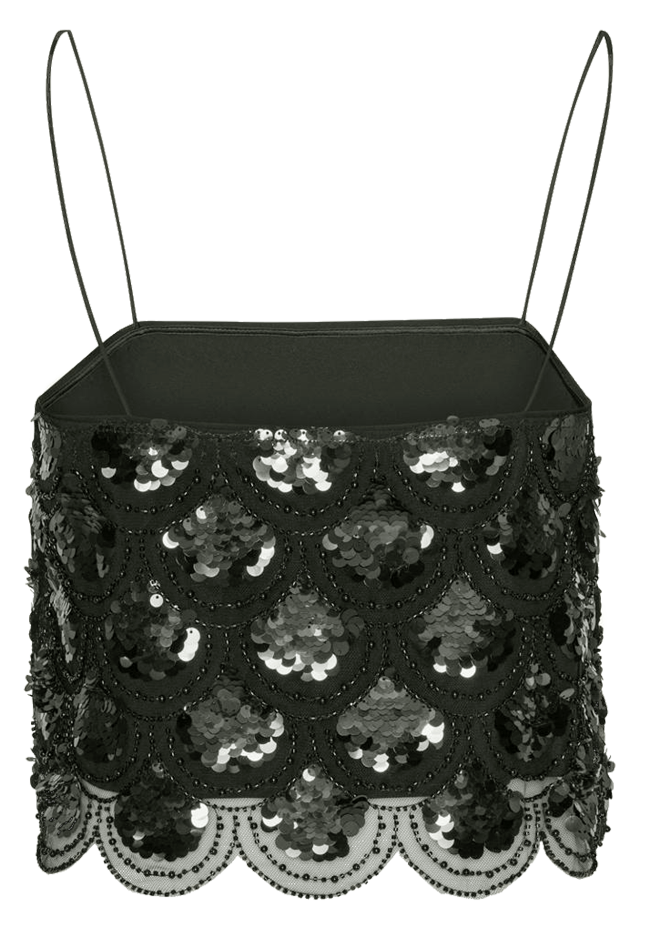 Sequined embroidered crop top ROTATE Black