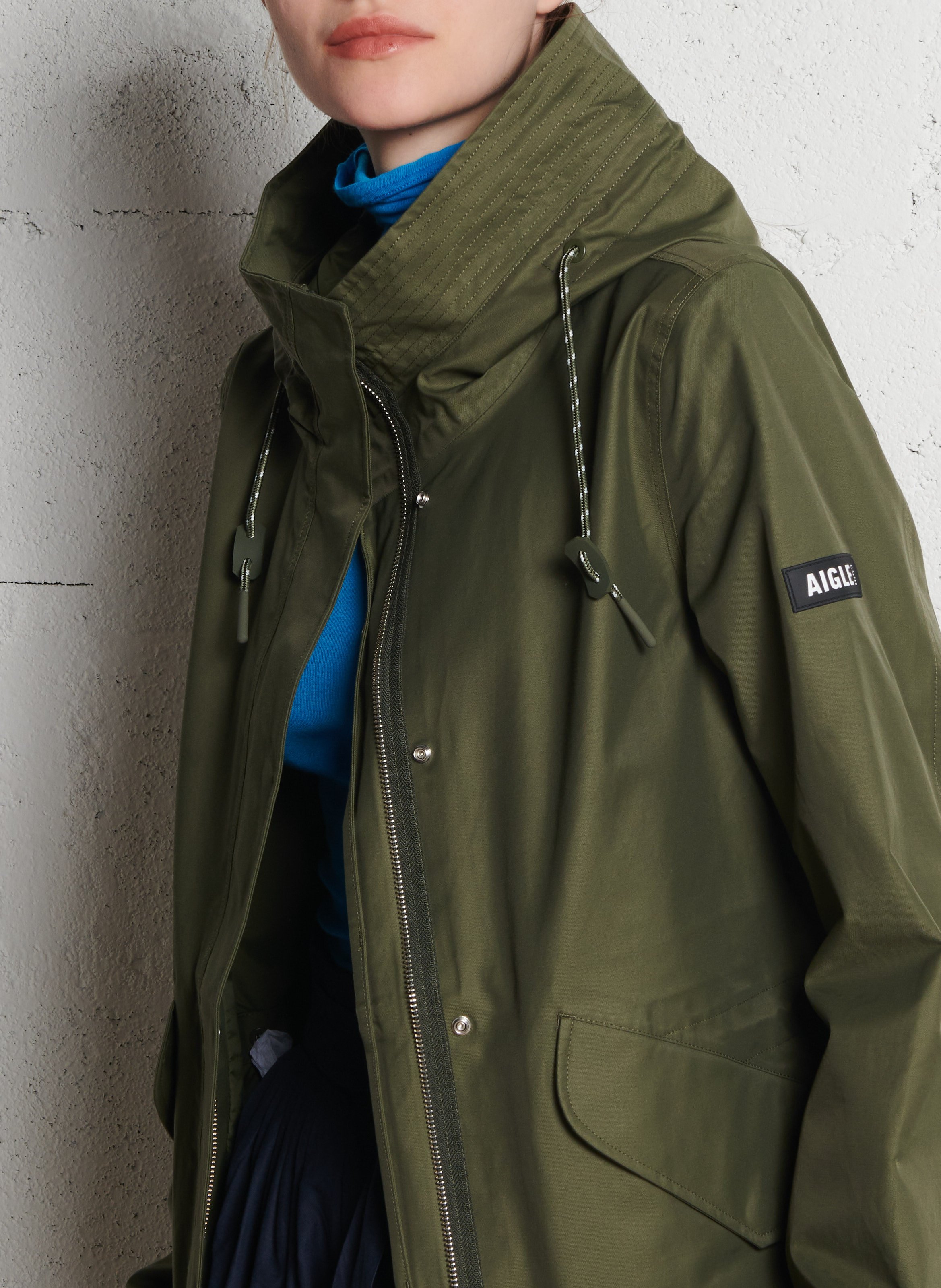 Cotton-blend hooded parka AIGLE Green