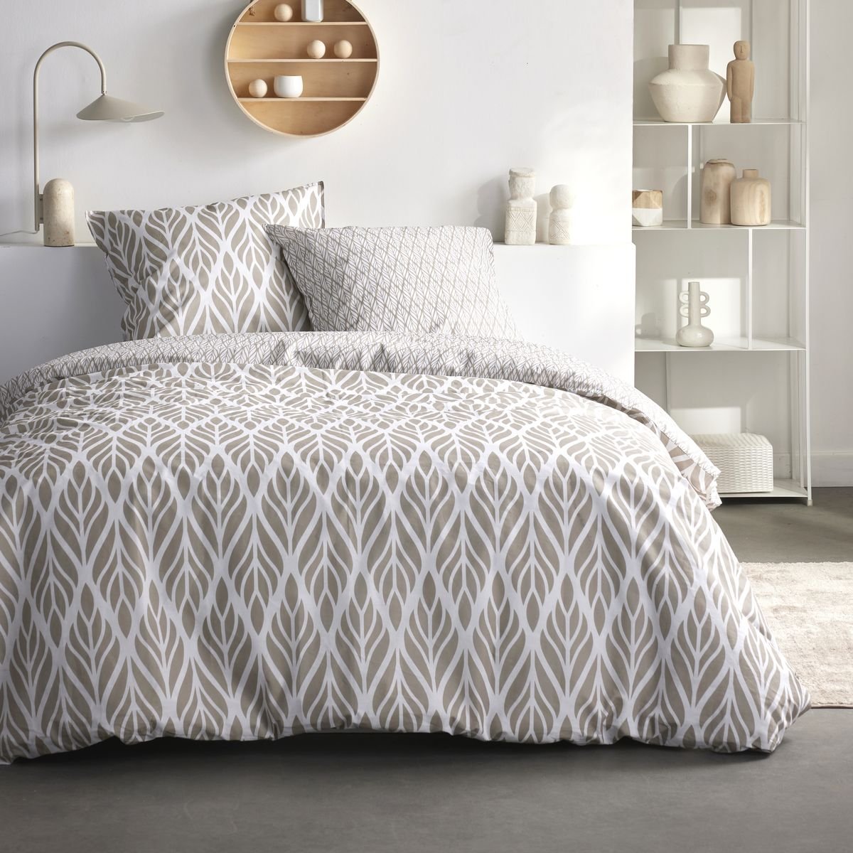 Parure de lit imprimé en coton TODAY LINGE DE MAISON Beige