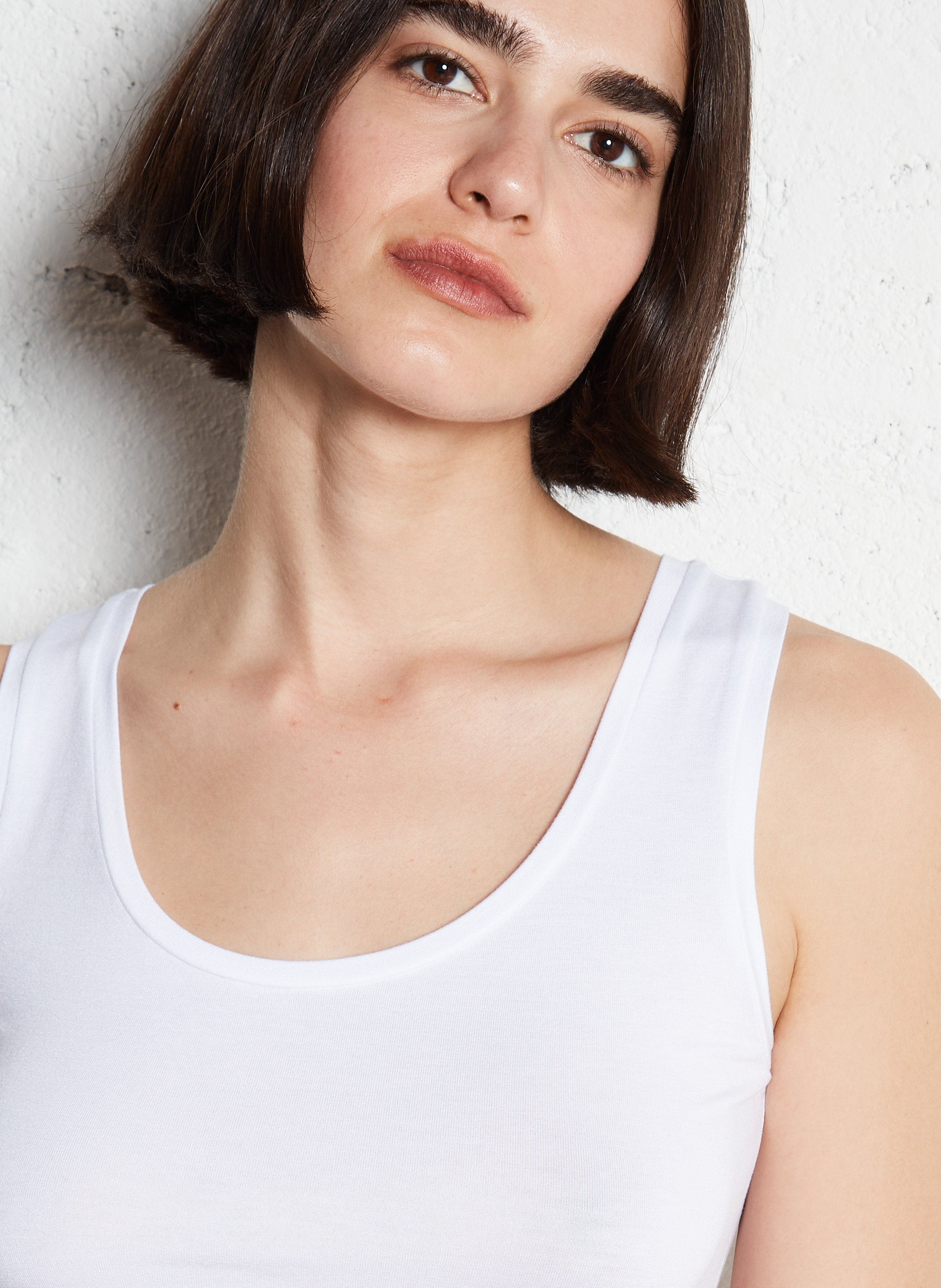 Débardeur droit à bretelles larges MAJESTIC FILATURES Blanc