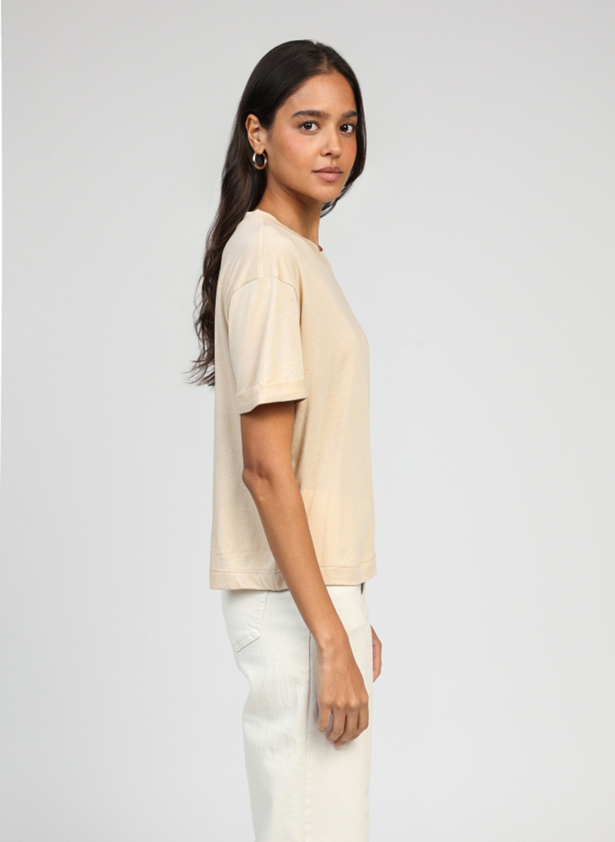 Oversized cotton blend t-shirt AN'GE Beige