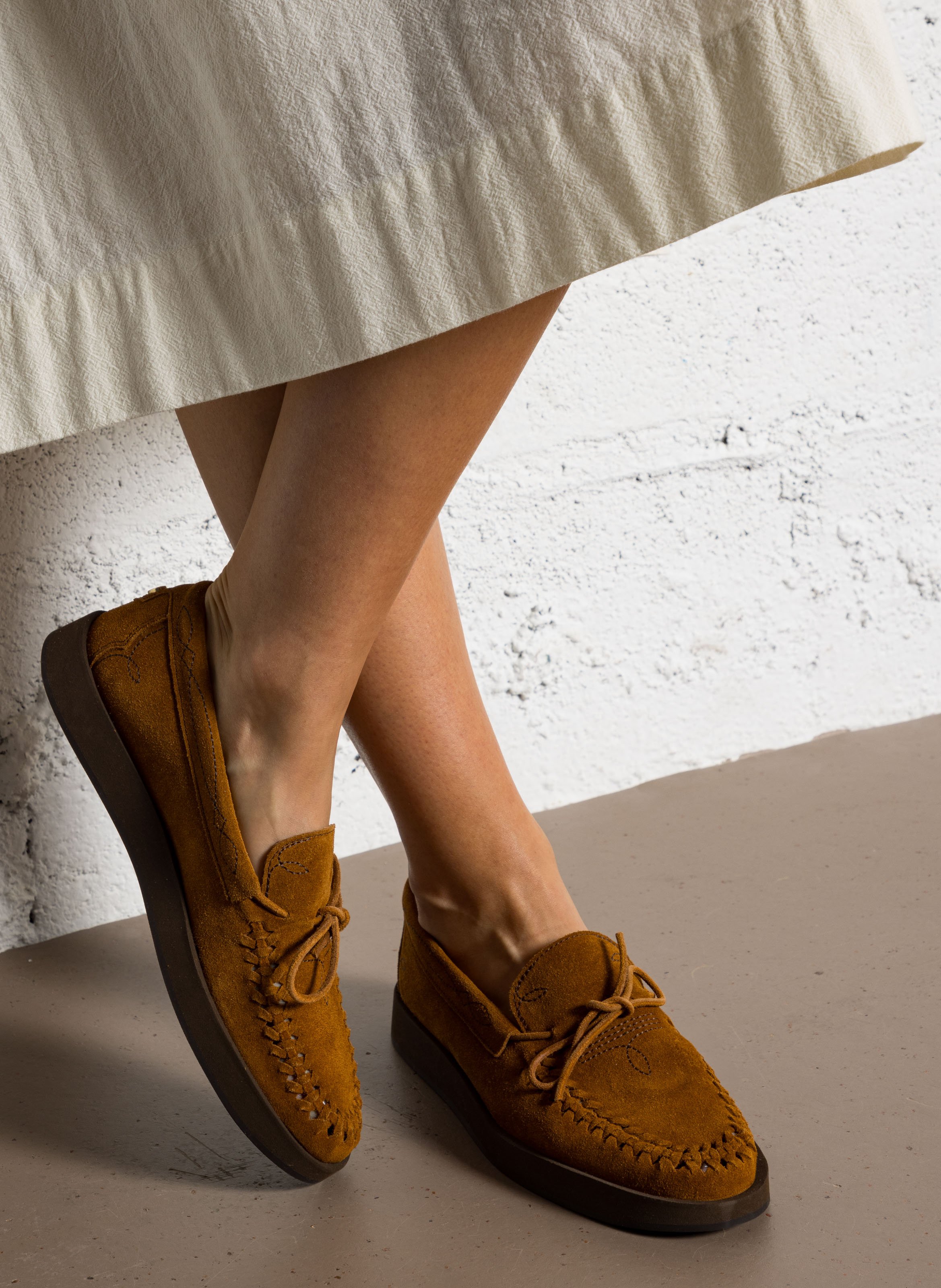 Mocassins en cuir Beige